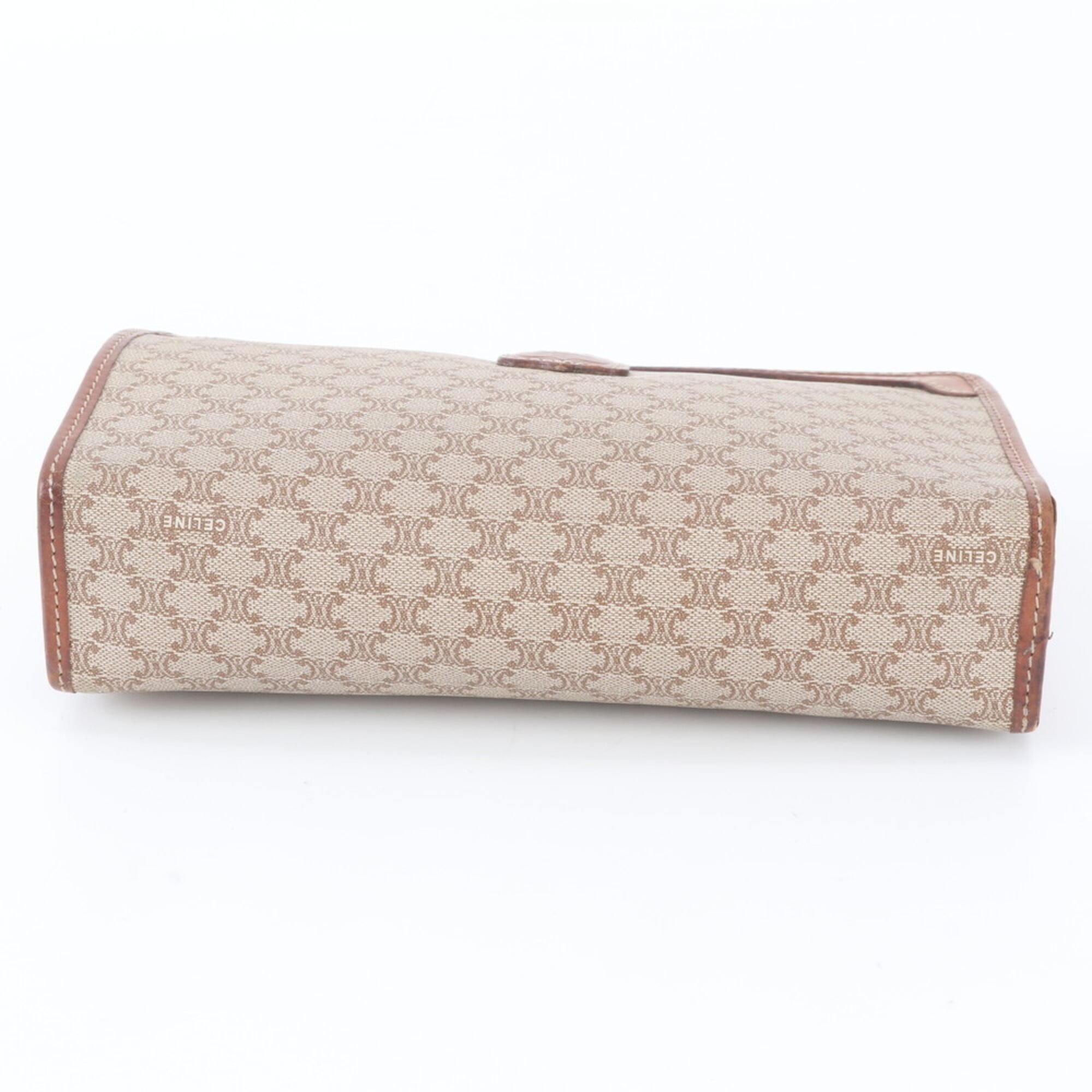 Celine Macadam Brown Coated Canvas Leather Clutch Bag Handbag Pouch (Pre-Owned)