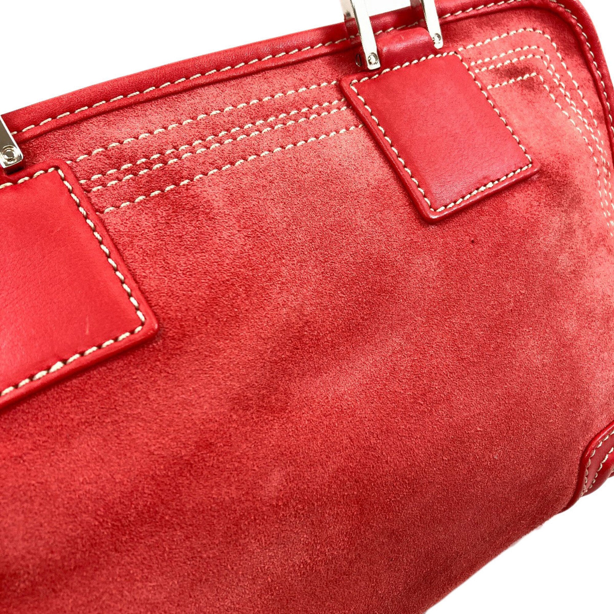 Loewe Red Color Suede Handbag (Pre-Owned)