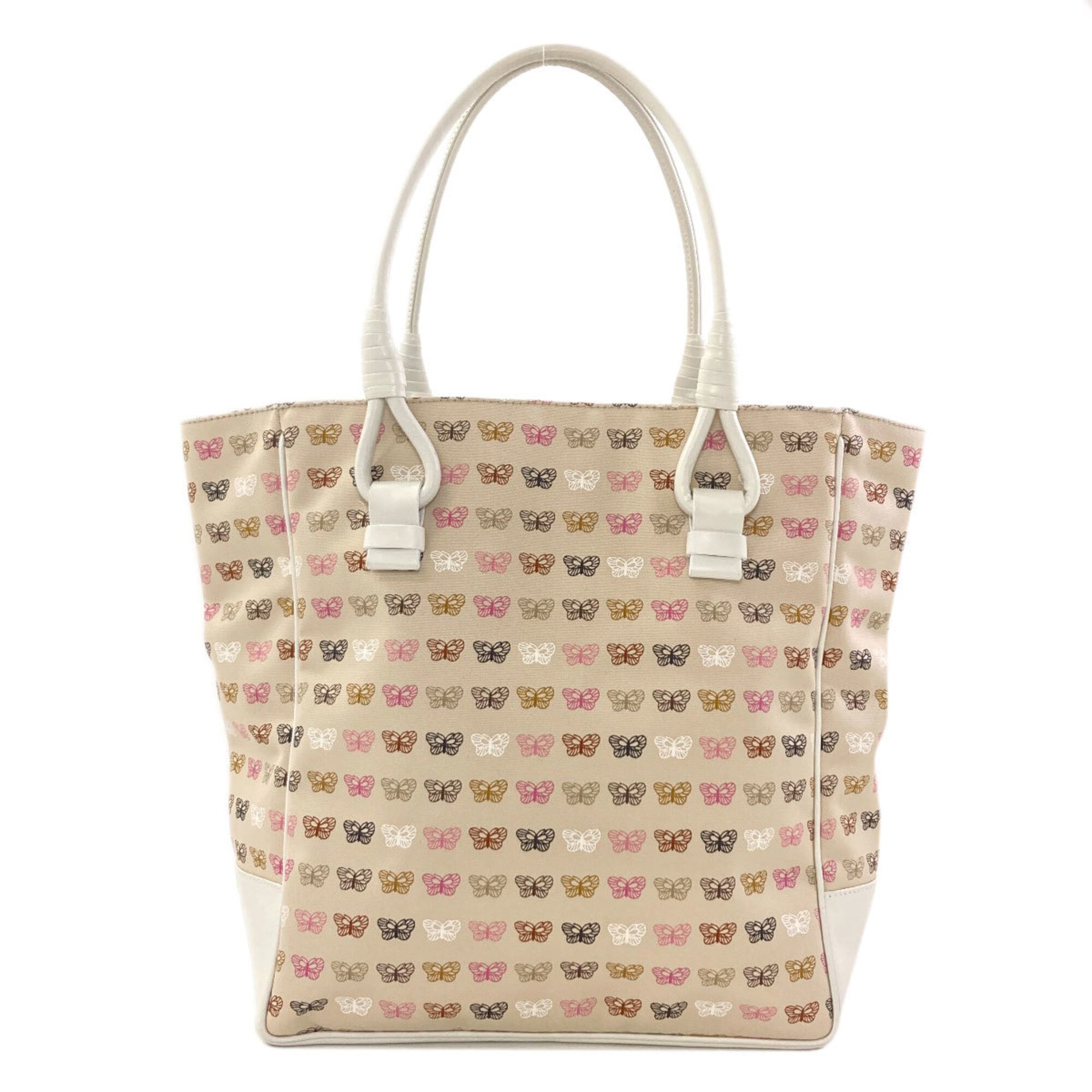 Bottega Veneta Beige Pink White Canvas Tote Bag (Pre-Owned)