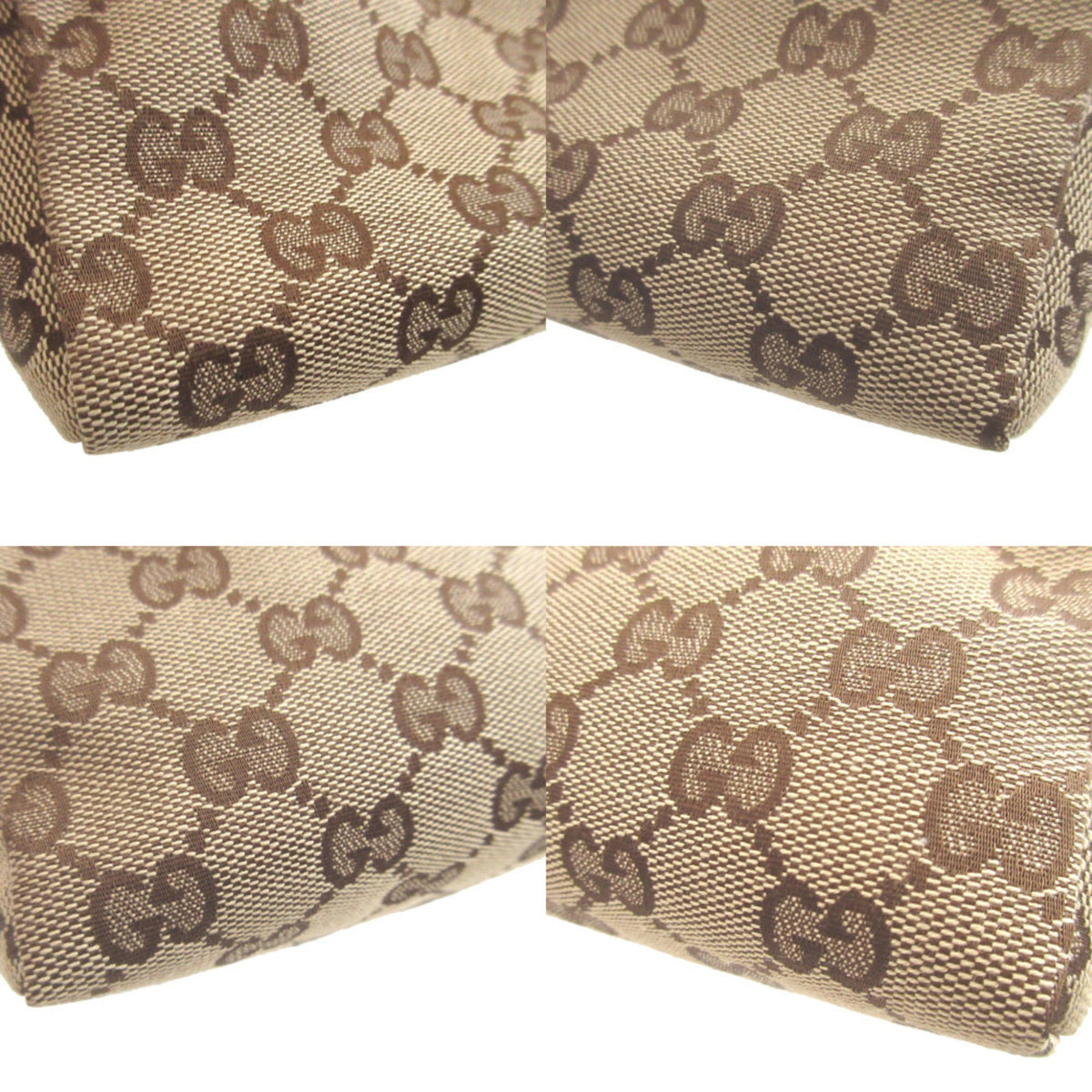 Gucci Beige Brown Gg Canvas Leather Pouch (Pre-Owned)