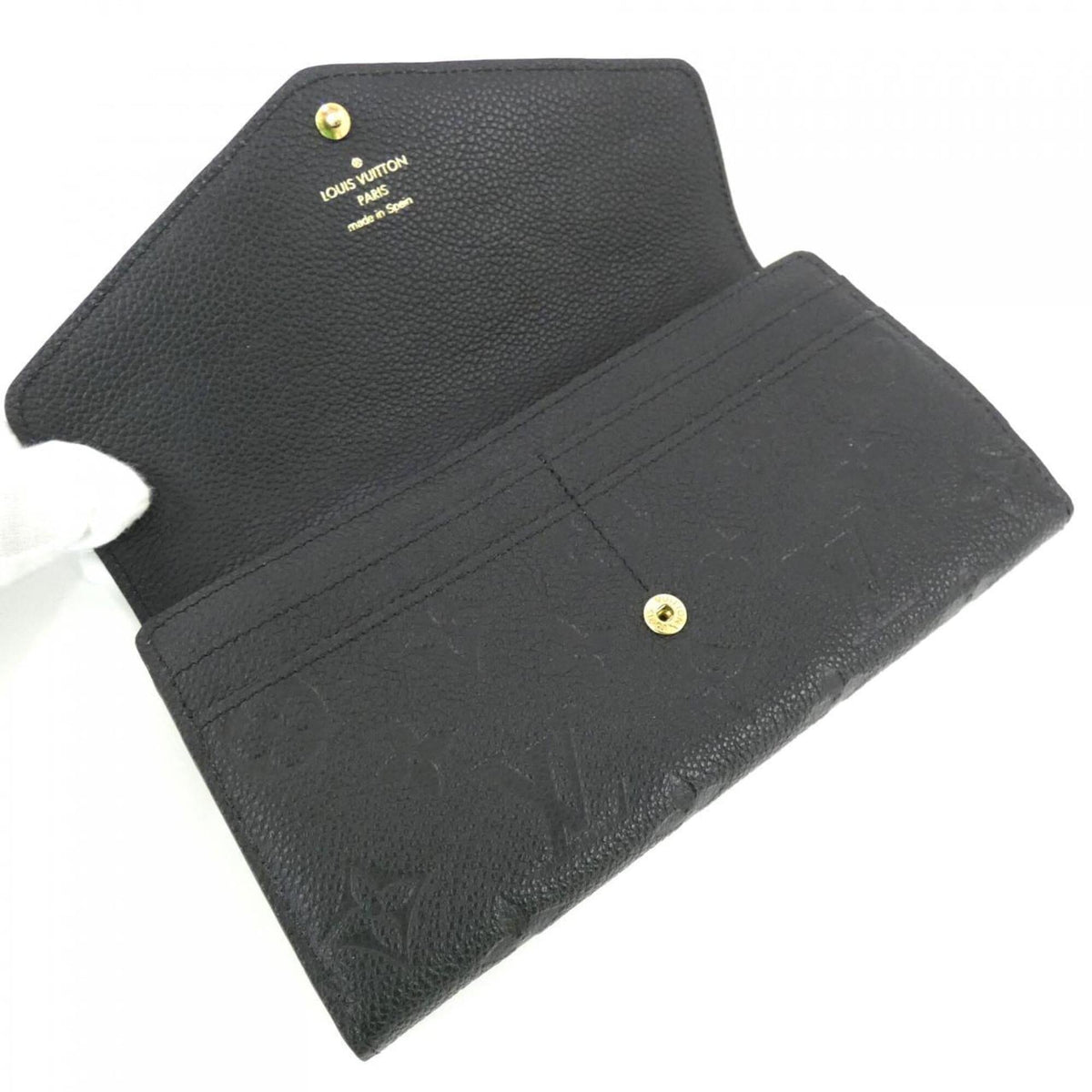 Louis Vuitton Black Leather Long Wallet (Bi-Fold) (Pre-Owned)