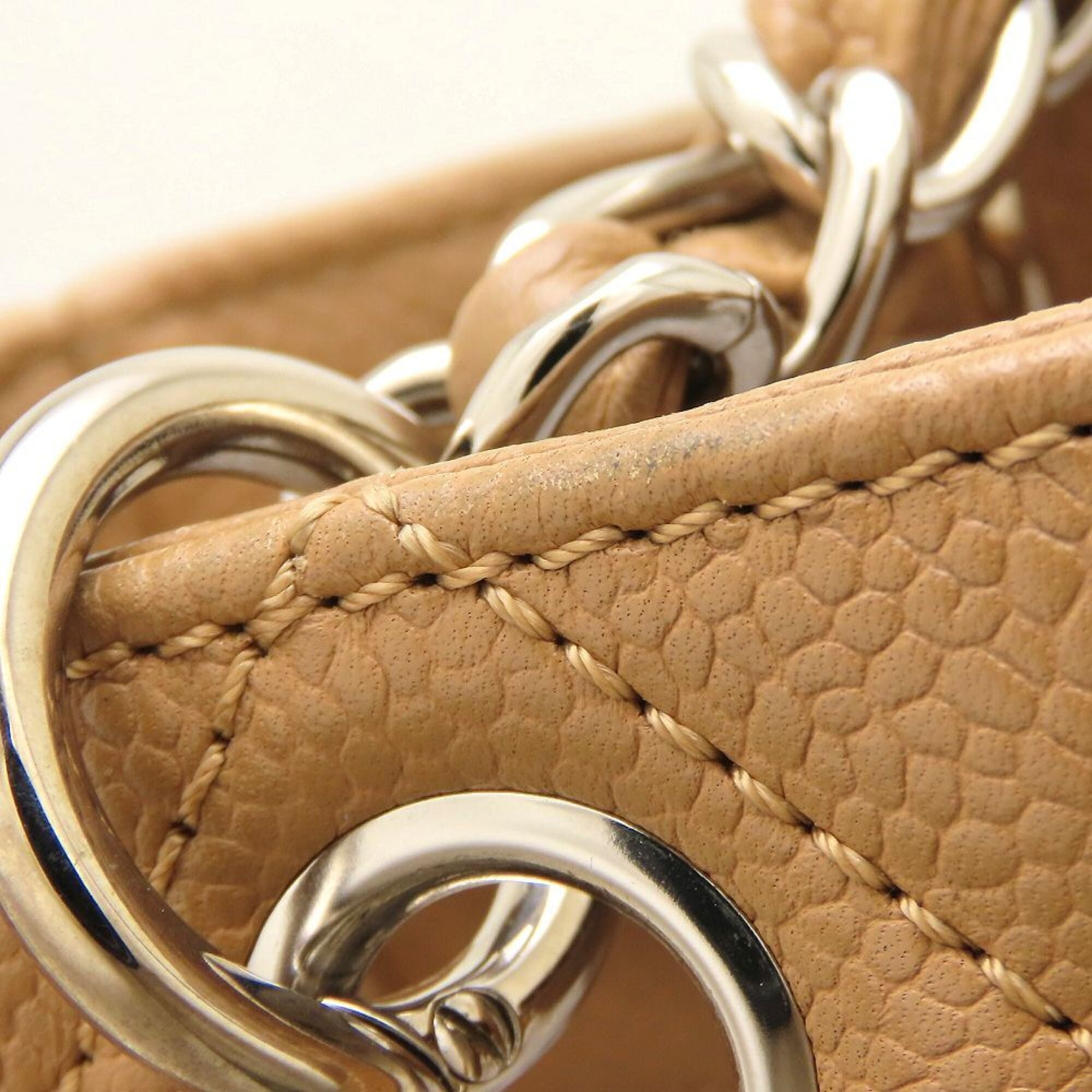 Chanel Beige Grained Calfskin Shoulder Bag Tote Bag (Pre-Owned)