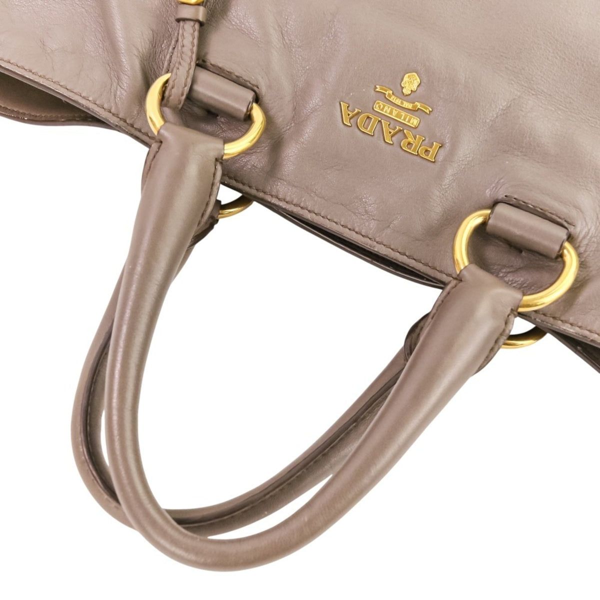 Prada Grayish Leather Shoulder Bag Tote Bag (Pre-Owned)