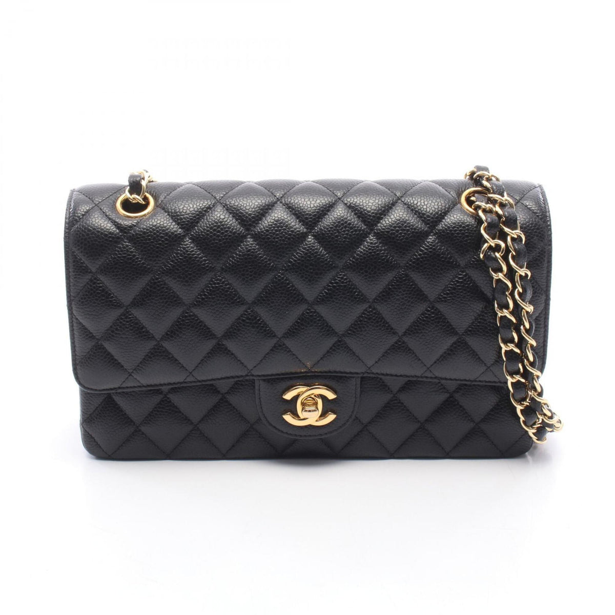 Chanel Black Grained Calfskin Handbag Shoulder Bag (Pre-Owned)