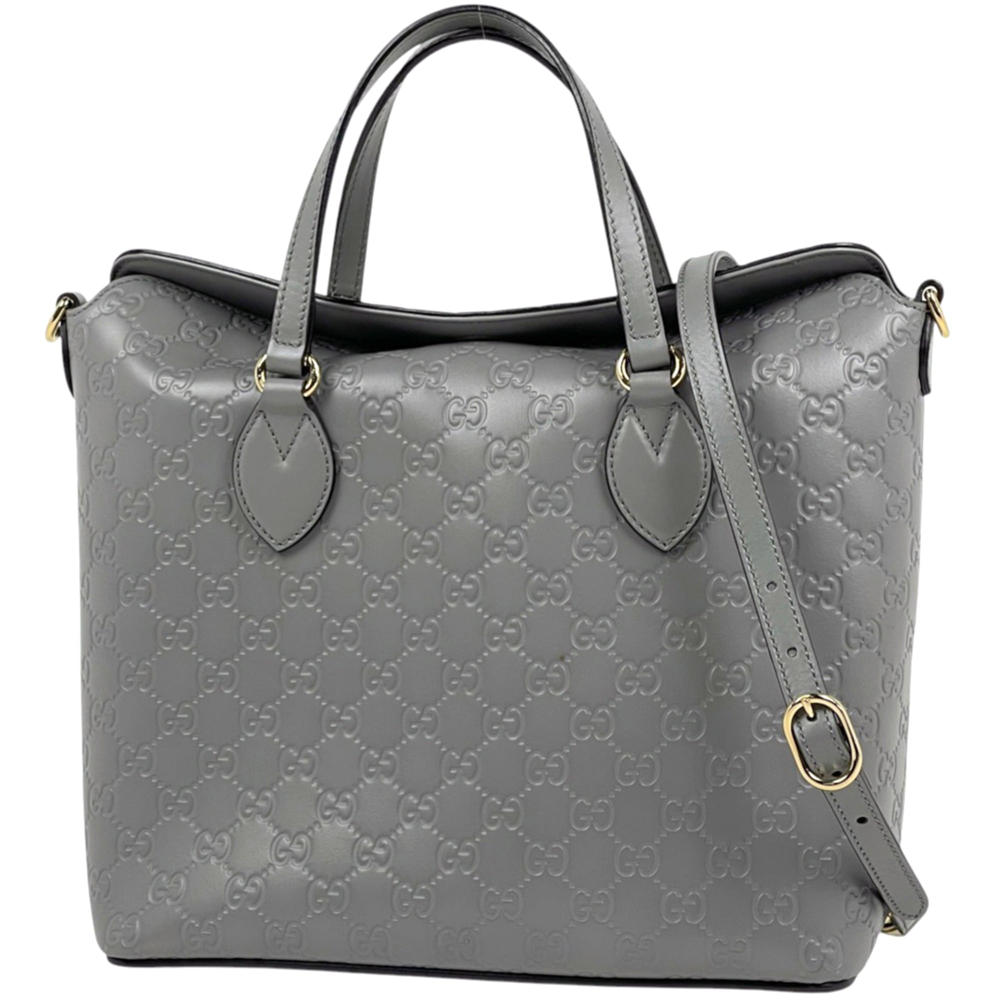 Gucci Guccissima Gray Gg Leather Handbag (Pre-Owned)