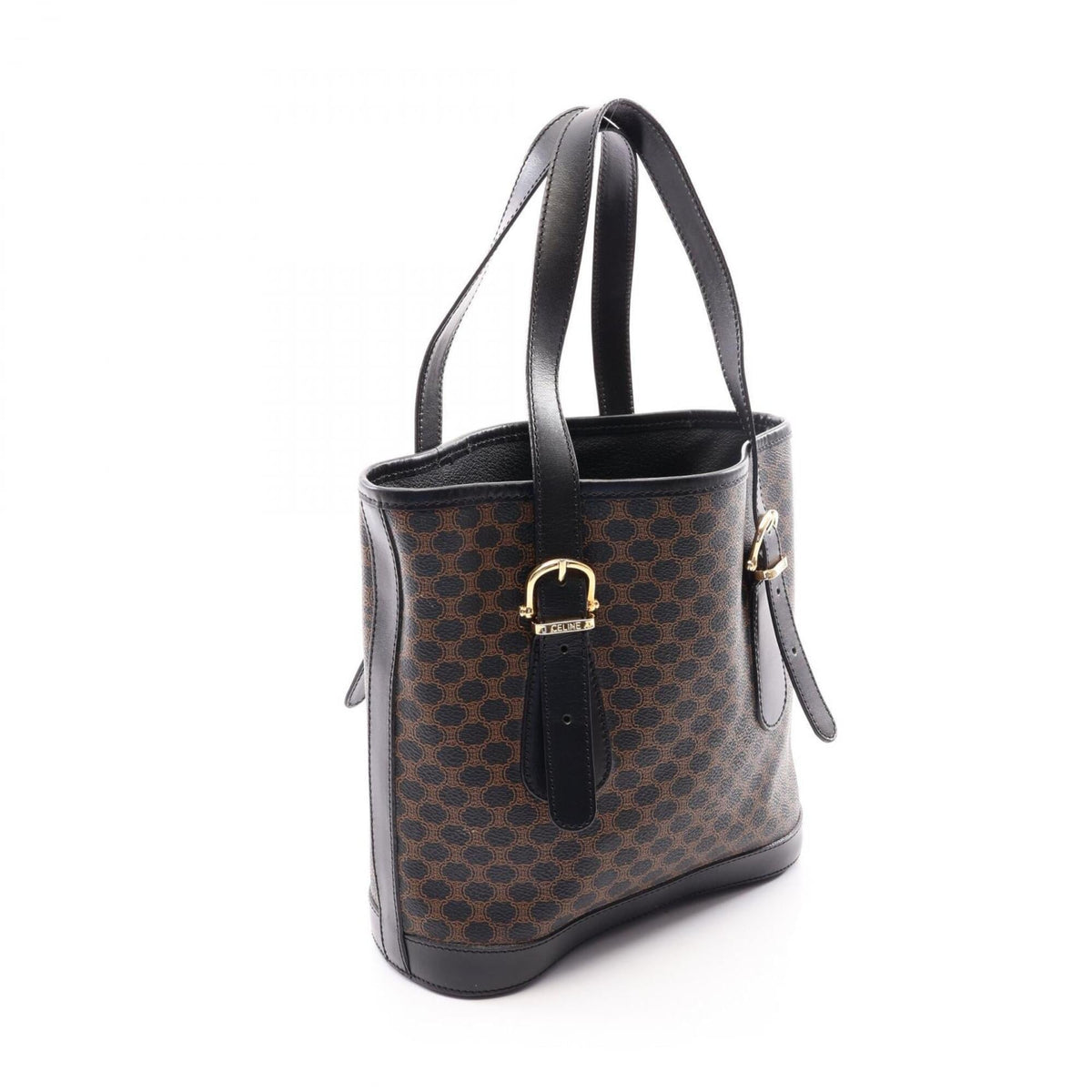 Celine Black Brown Leather Handbag Tote Bag (Pre-Owned)