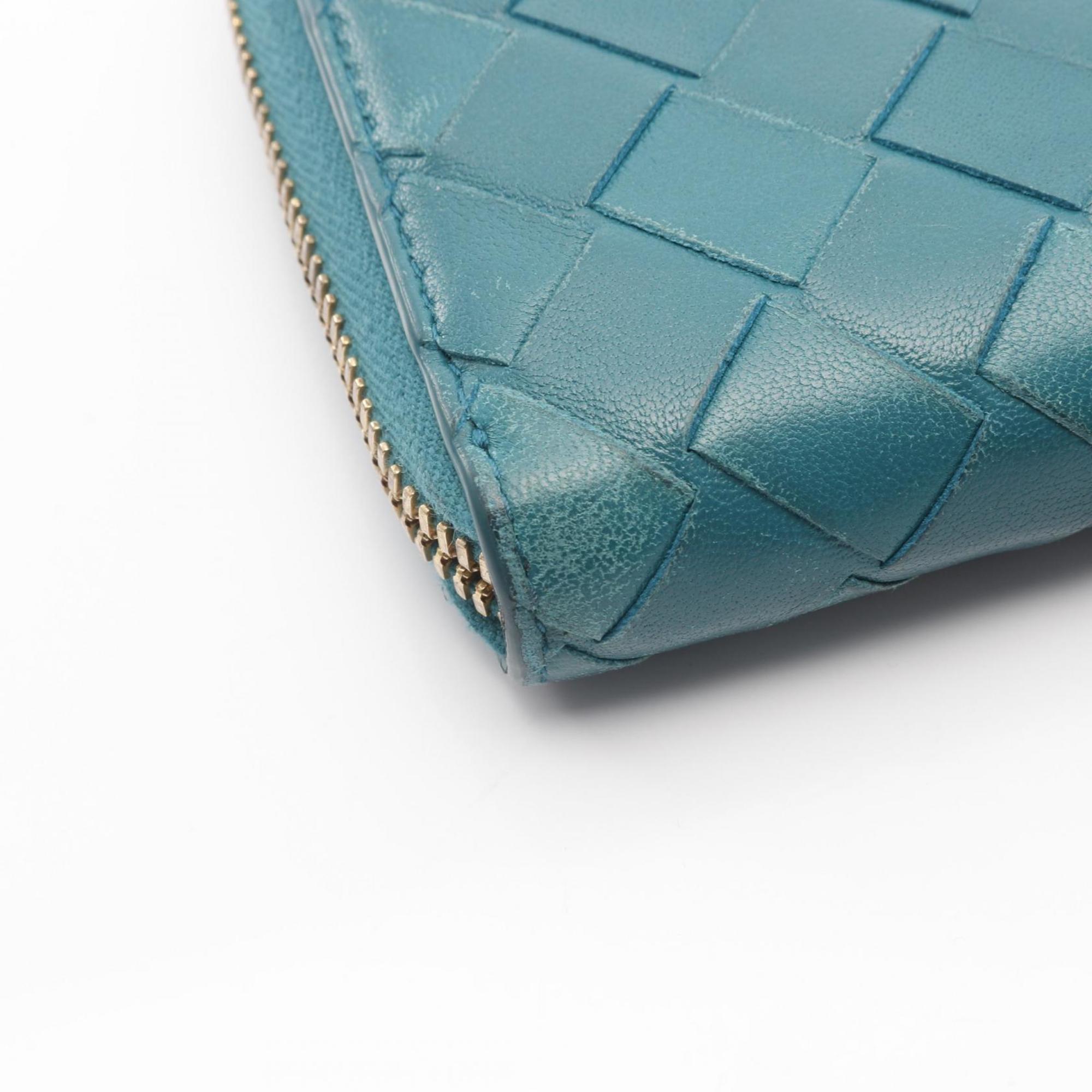 Bottega Veneta Green Leather Long Wallet (Bi-Fold) (Pre-Owned)