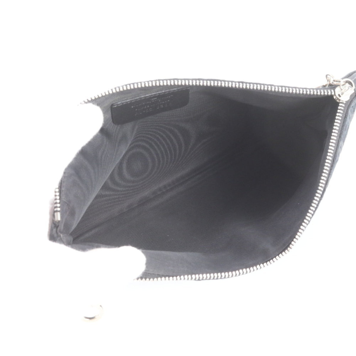 Salvatore Ferragamo Black Leather Canvas Clutch Bag Handbag Pouch (Pre-Owned)