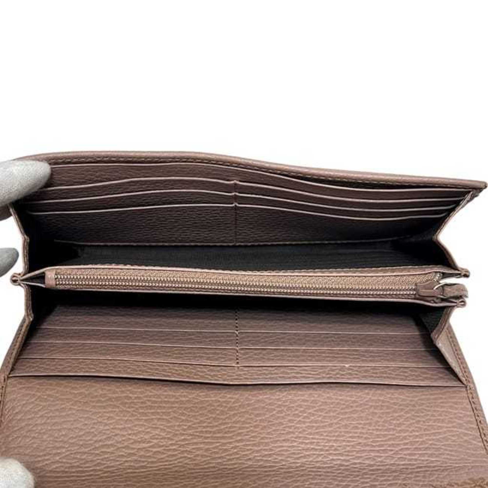 Gucci Pink Beige Leather Long Wallet (Bi-Fold) (Pre-Owned)