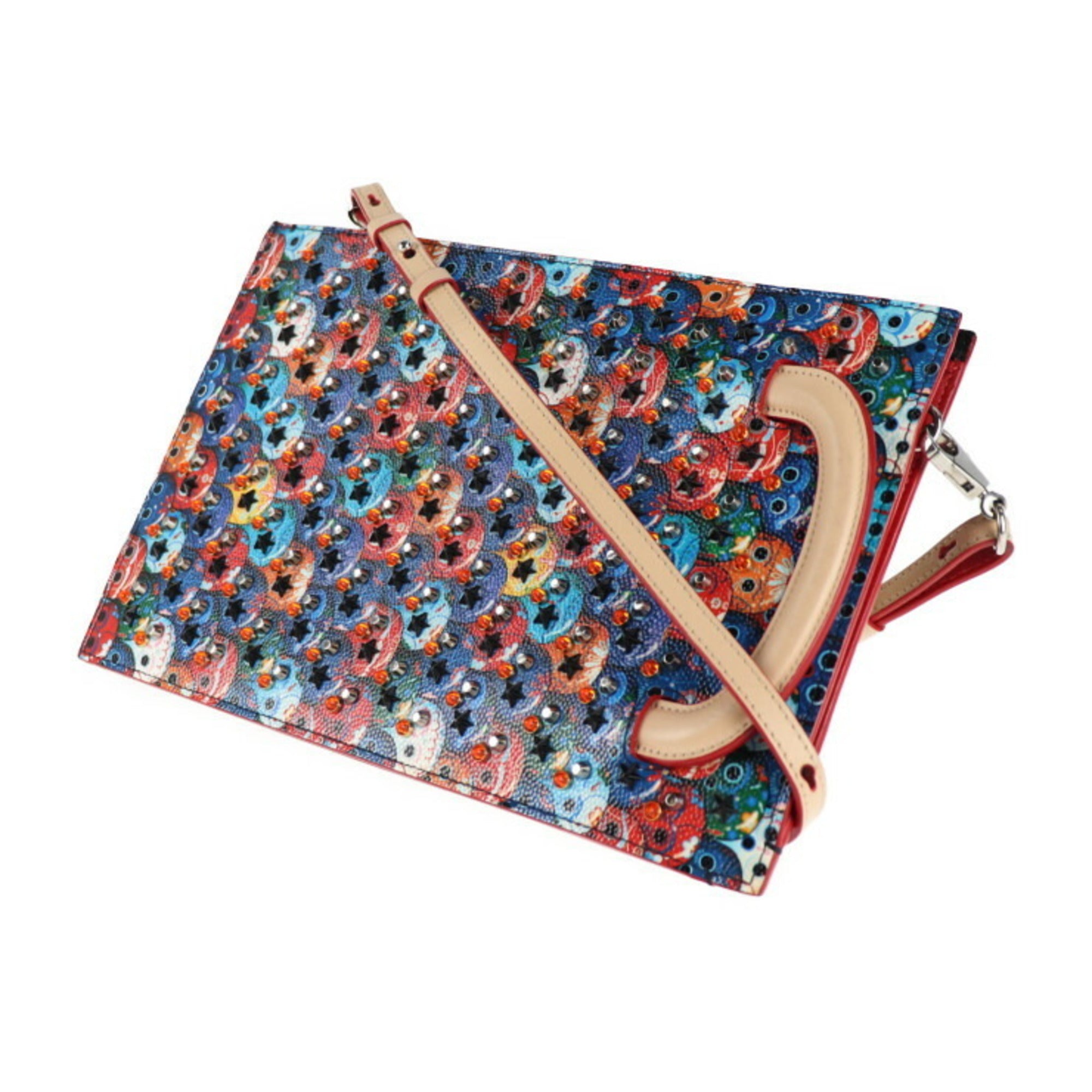 Christian Louboutin Multi-Color Leather Clutch Bag Handbag (Pre-Owned)