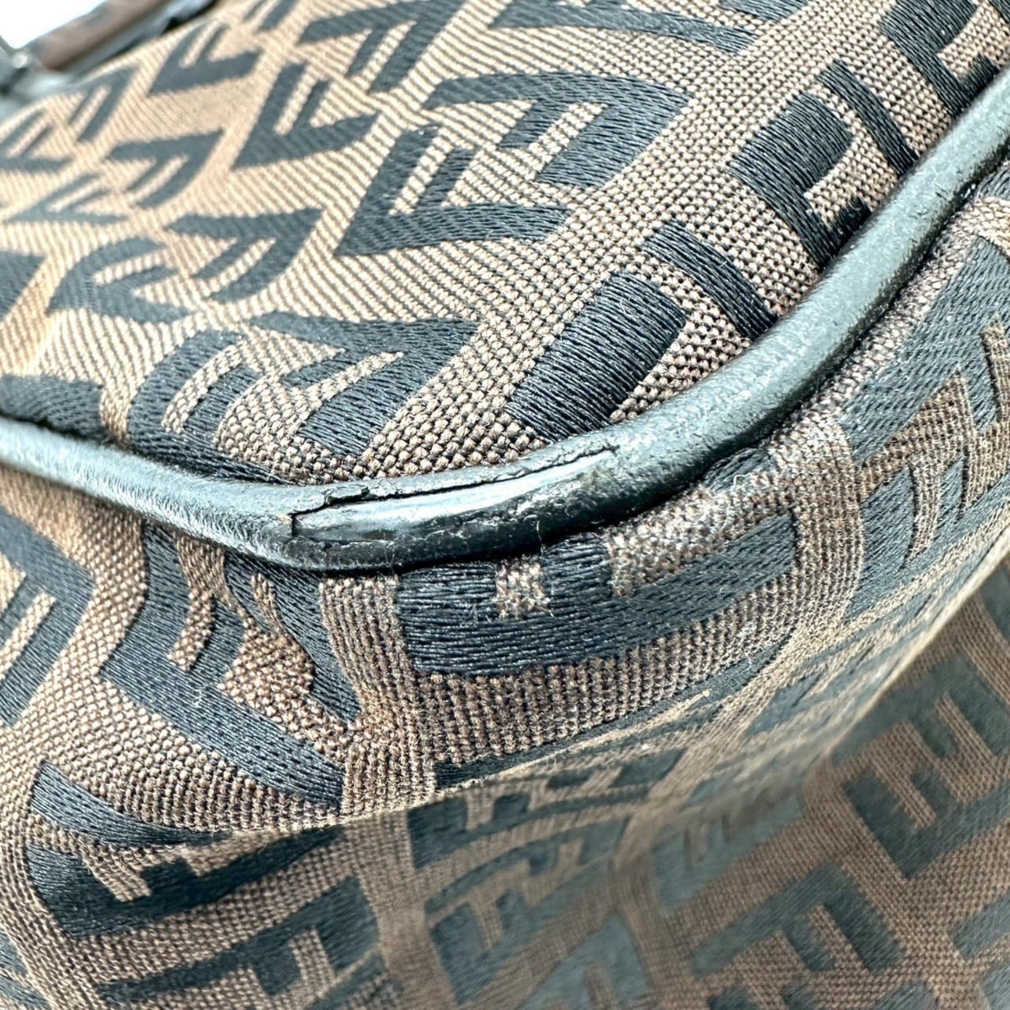 Fendi Dark Brown Canvas Handbag Tote Bag (Pre-Owned)