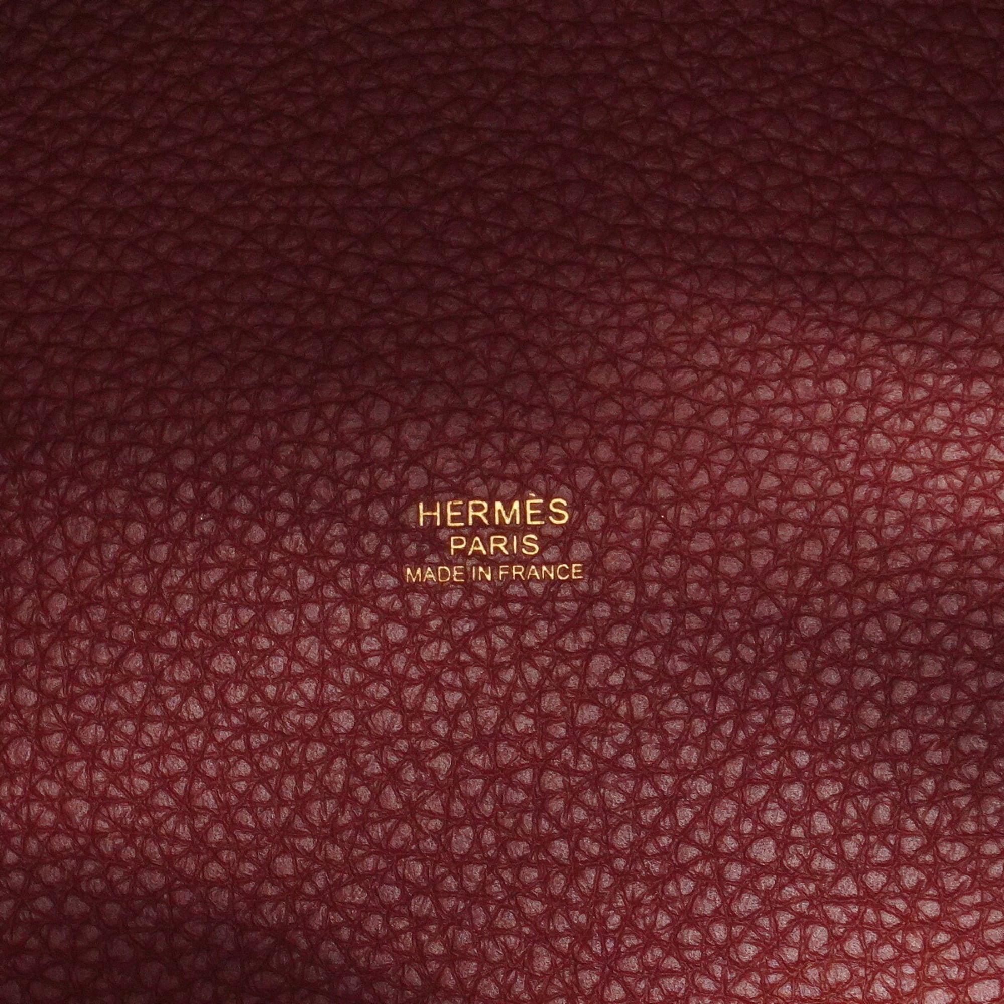 Hermes Rouge H Taurillon Clemence Leather Handbag (Pre-Owned)