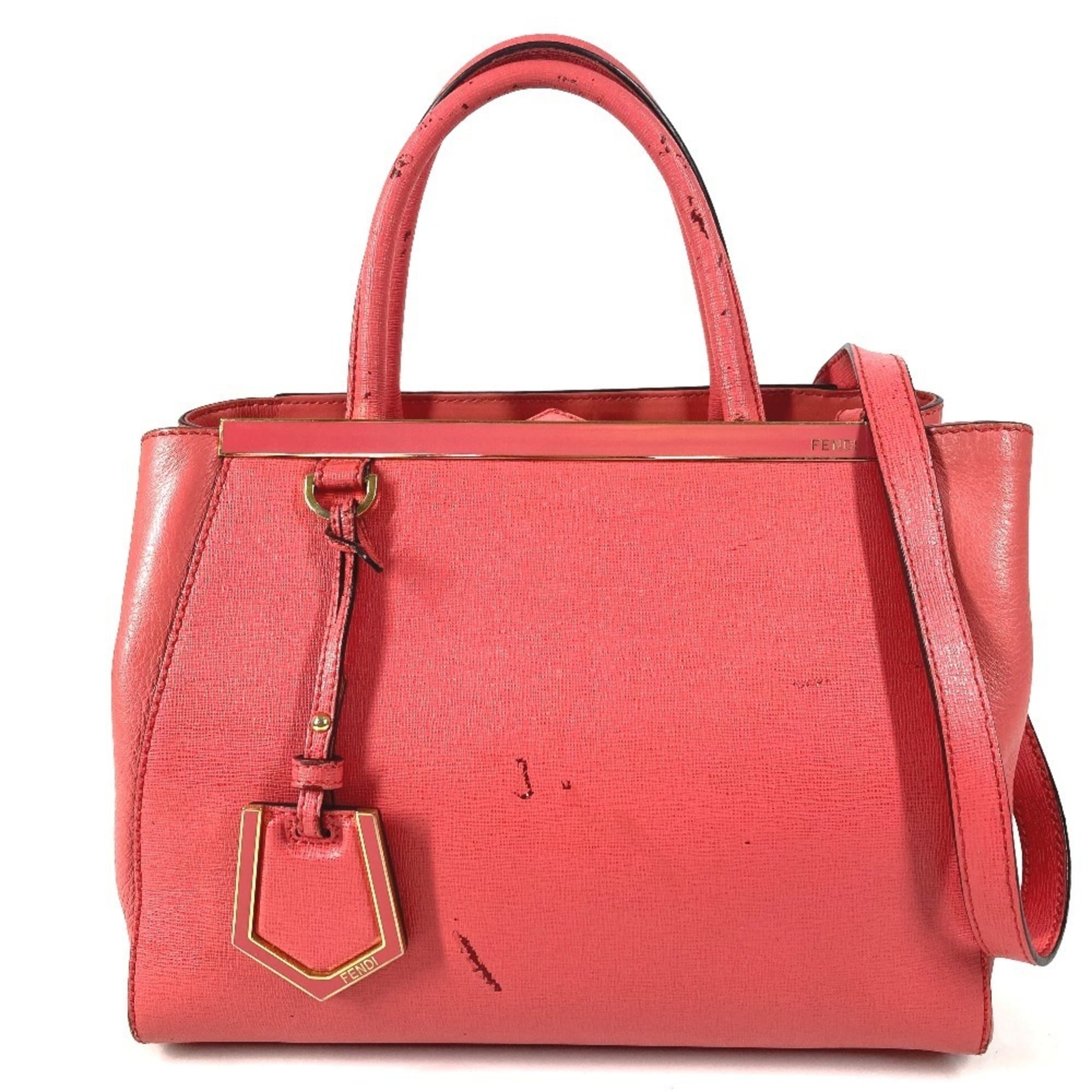 Fendi Pink Leather Handbag Shoulder Bag (Pre-Owned)