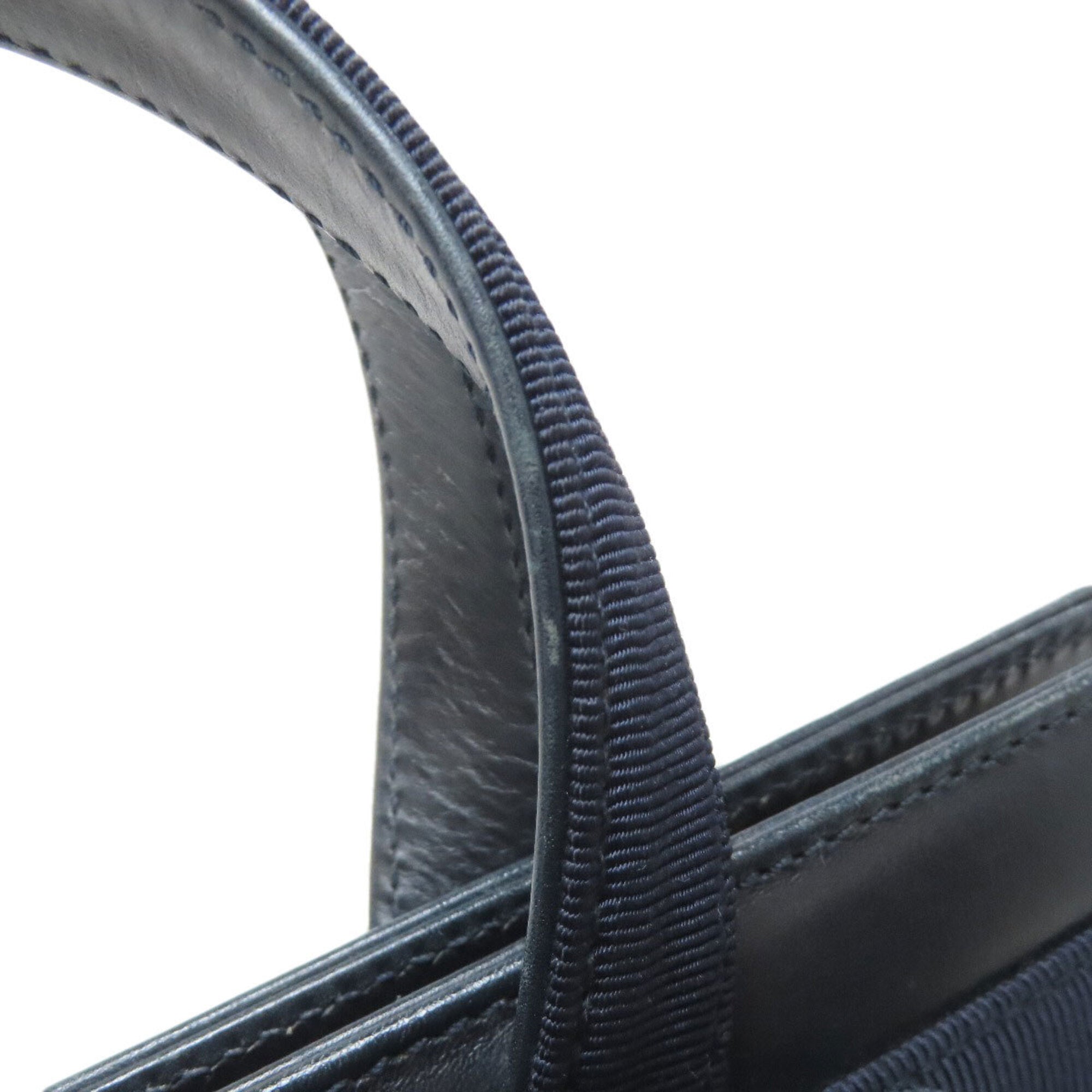 Salvatore Ferragamo Black Navy Leather Handbag (Pre-Owned)
