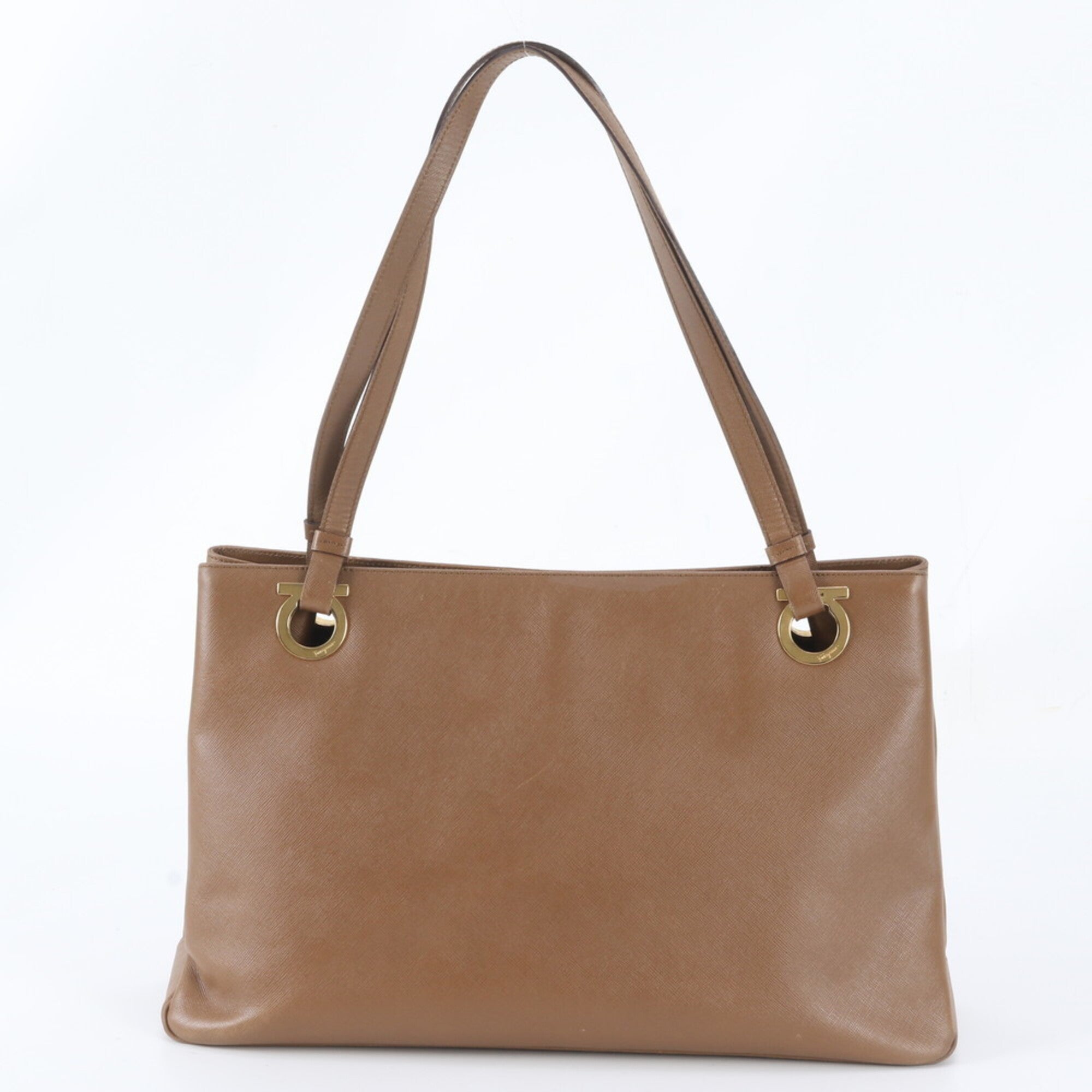 Salvatore Ferragamo Brown Leather Handbag Shoulder Bag Tote Bag (Pre-Owned)