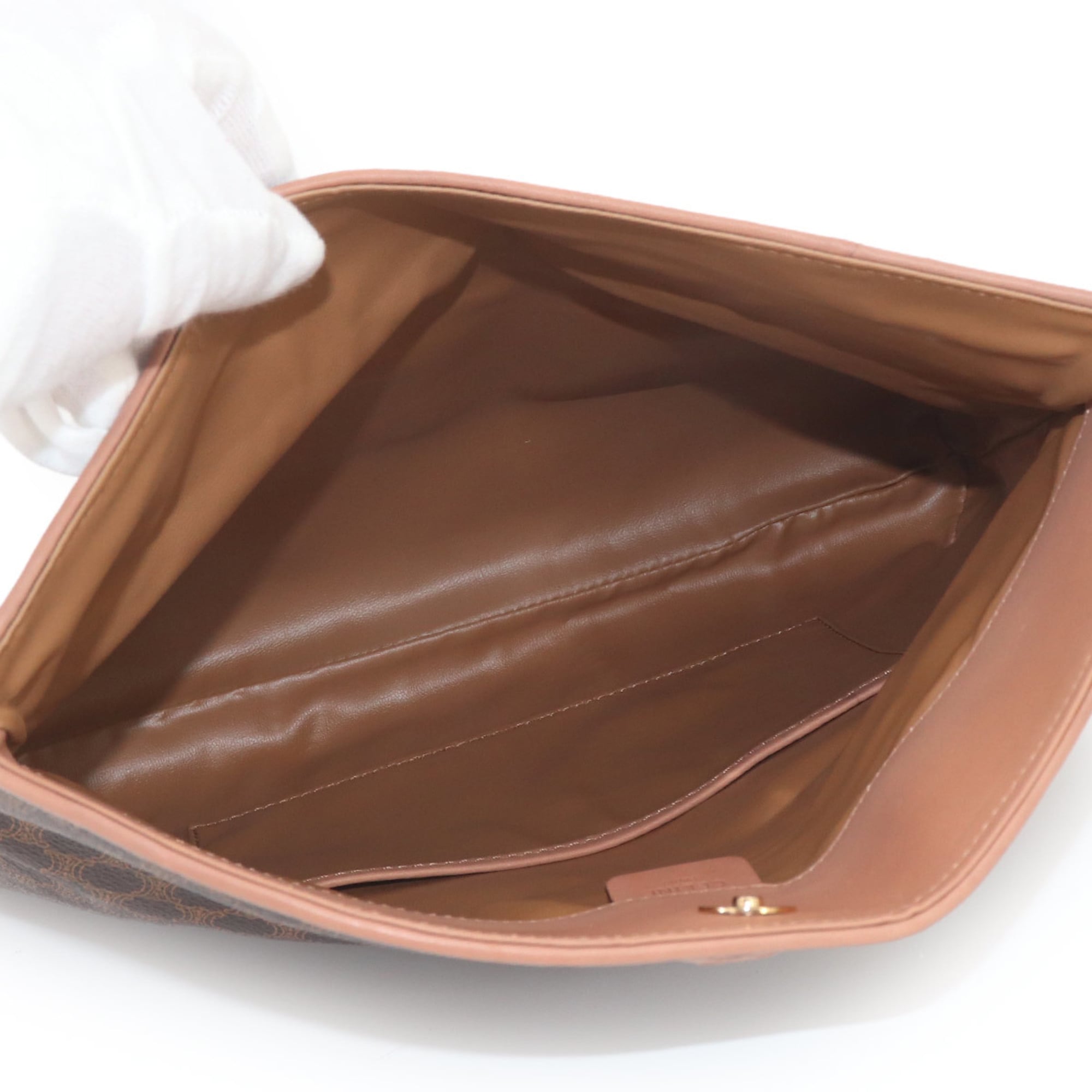 Celine Brown Pvc Leather Clutch Bag Handbag (Pre-Owned)