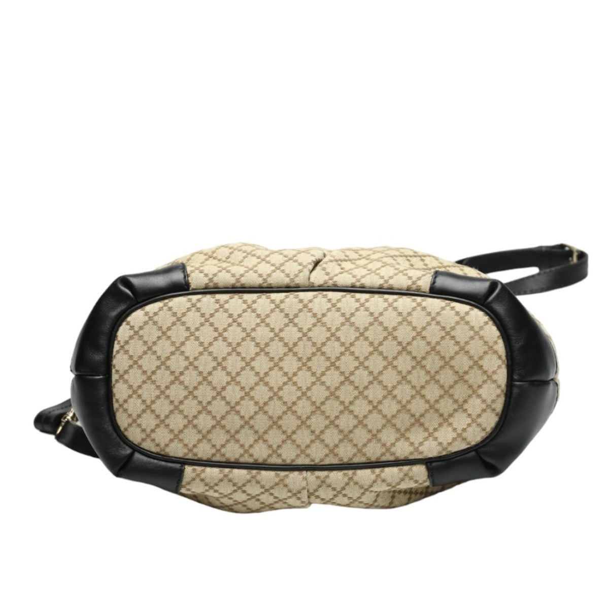 Gucci Beige Black Canvas Shoulder Bag (Pre-Owned)