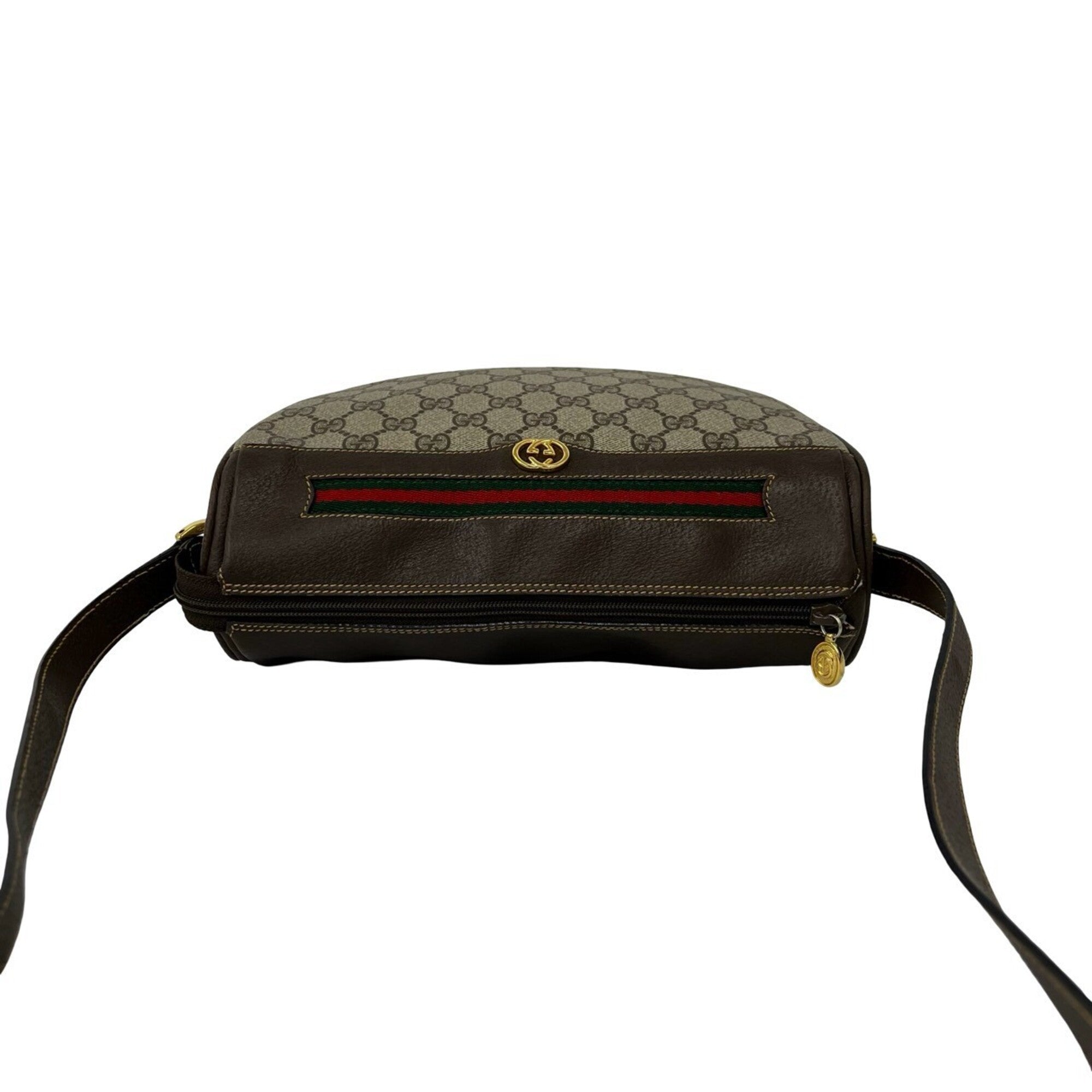Gucci Brown Green Red Color Leather Pvc Pochette Shoulder Bag (Pre-Owned)