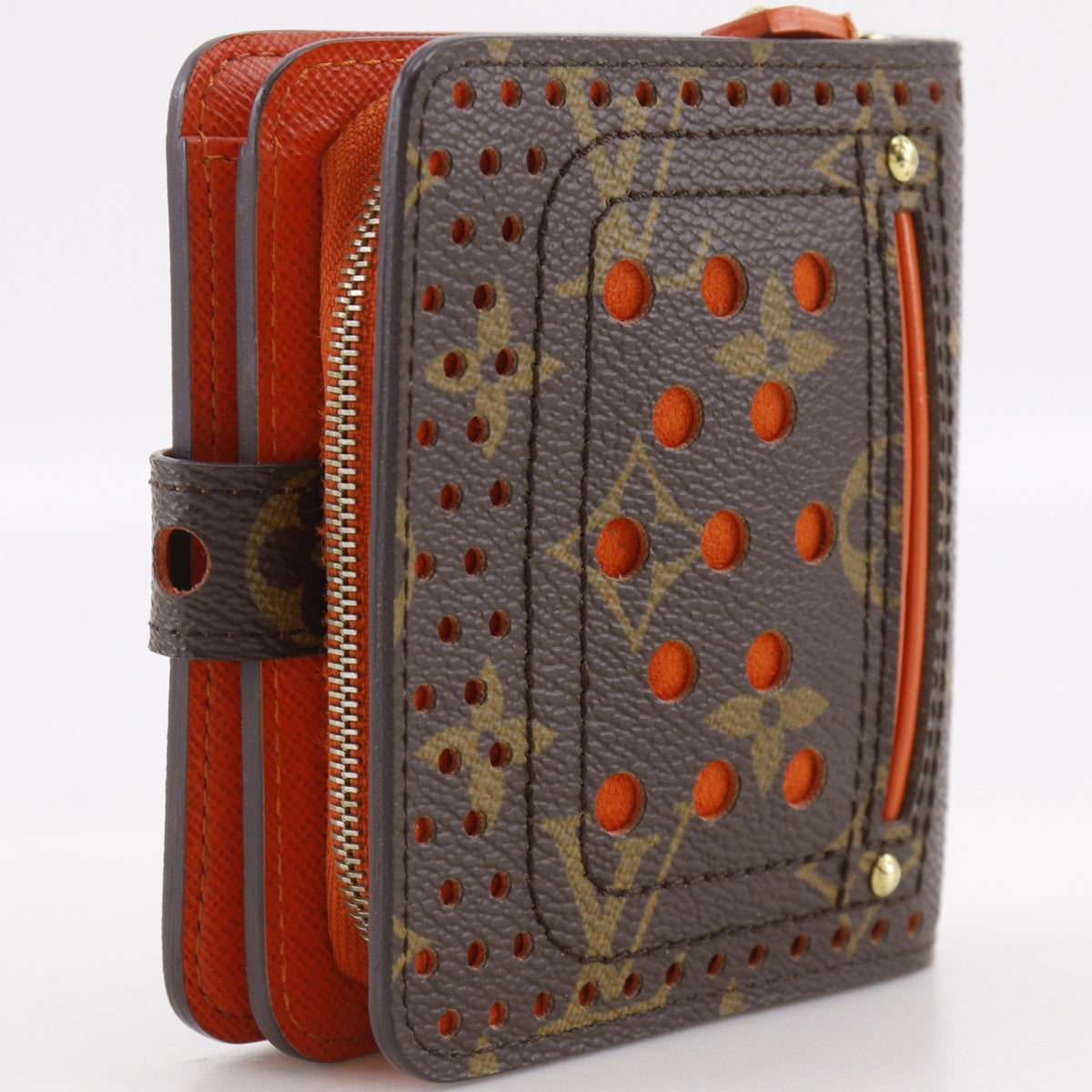 Louis Vuitton Brown Monogram Orange Canvas Monogram Perforated Wallet (Bi-Fold) (Pre-Owned)