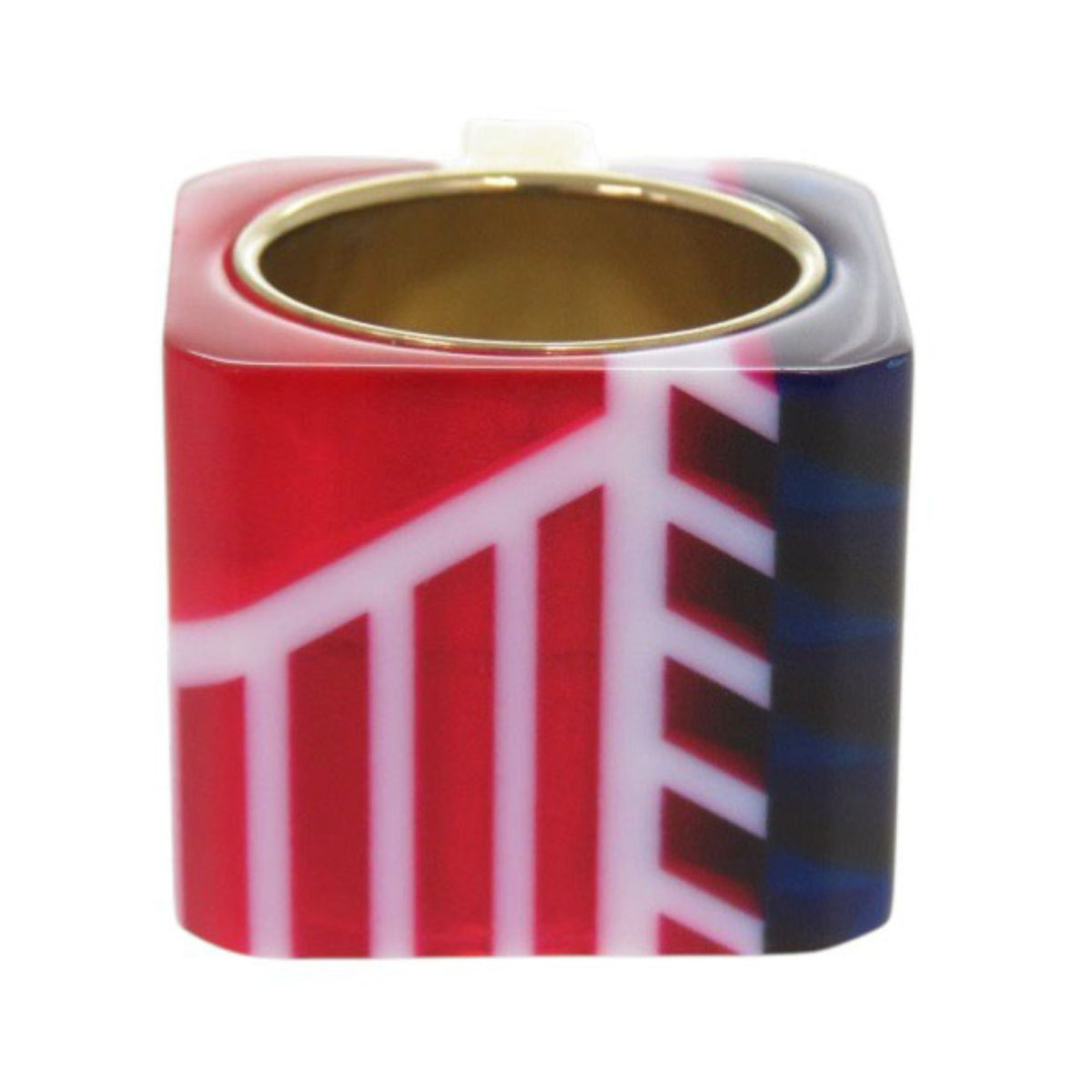Christian Dior Gold Blue Red Color Gold Plating Plastic Band Ring (Pre-Owned)