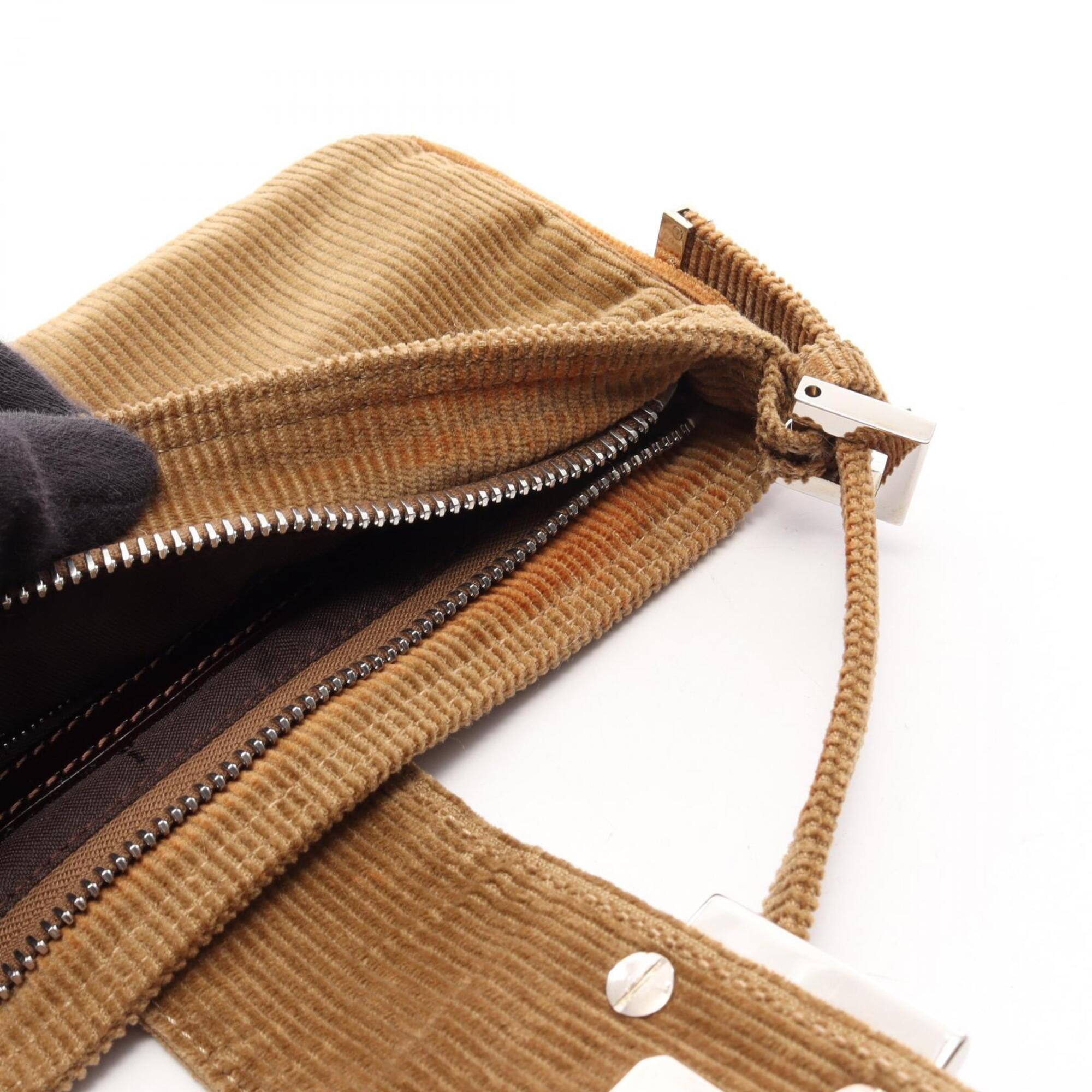 Fendi Khaki Cord Handbag Shoulder Bag (Pre-Owned)