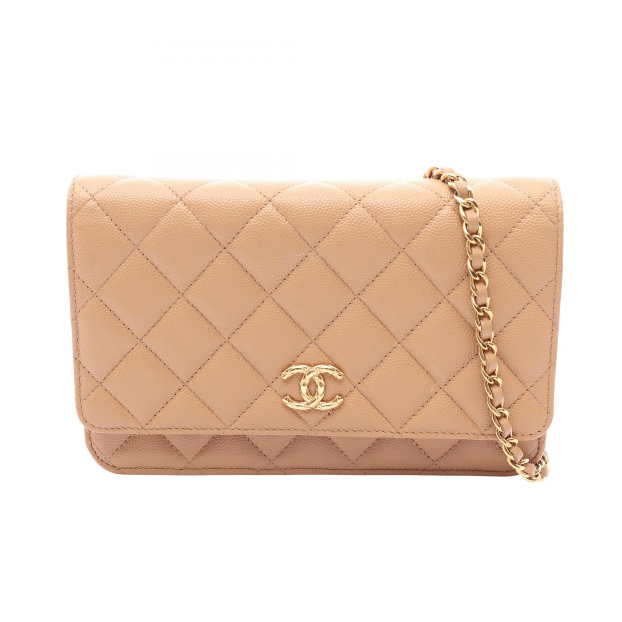 Chanel Matelasse Beige Leather Handbag Shoulder Bag (Pre-Owned)