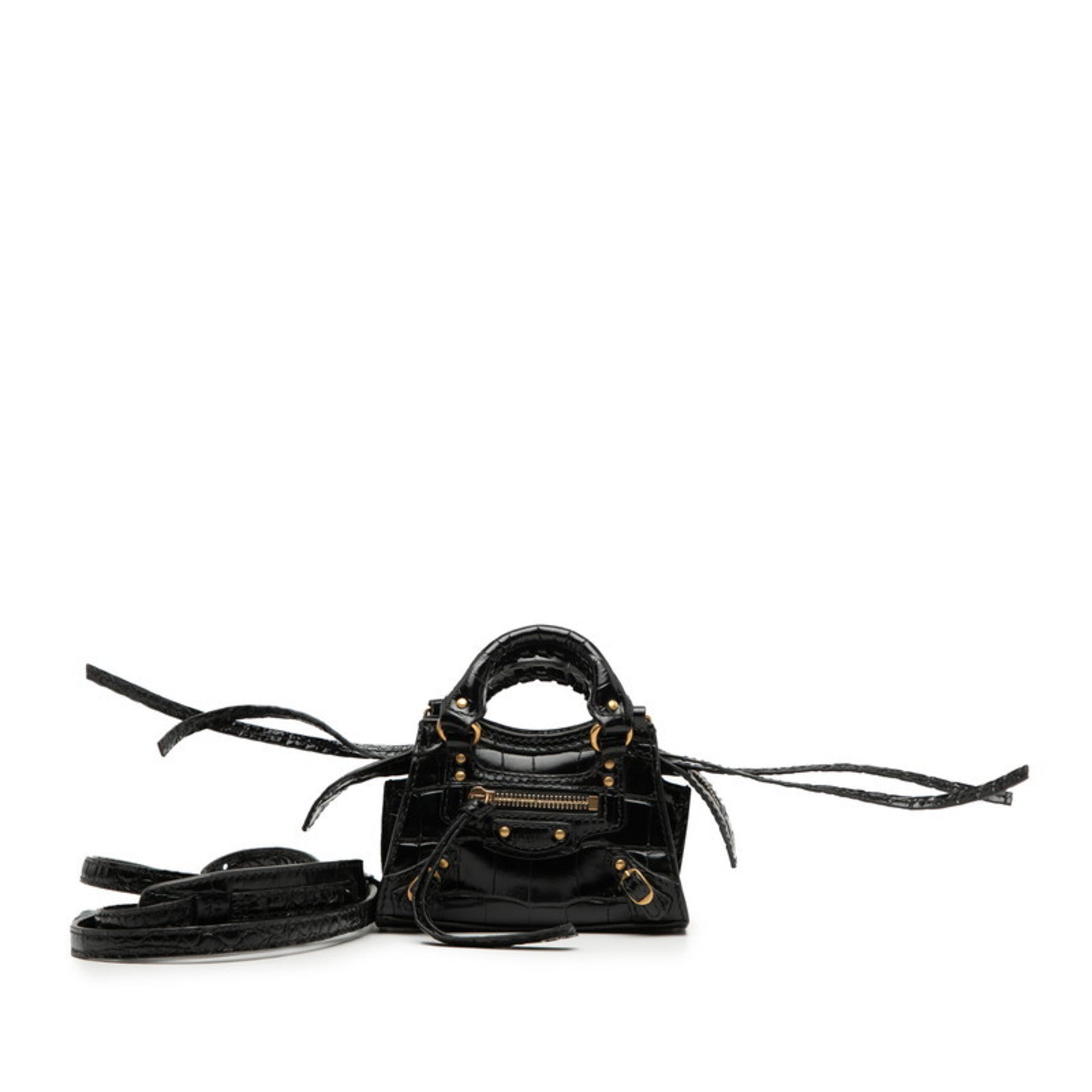 Balenciaga Black Leather Handbag Shoulder Bag (Pre-Owned)