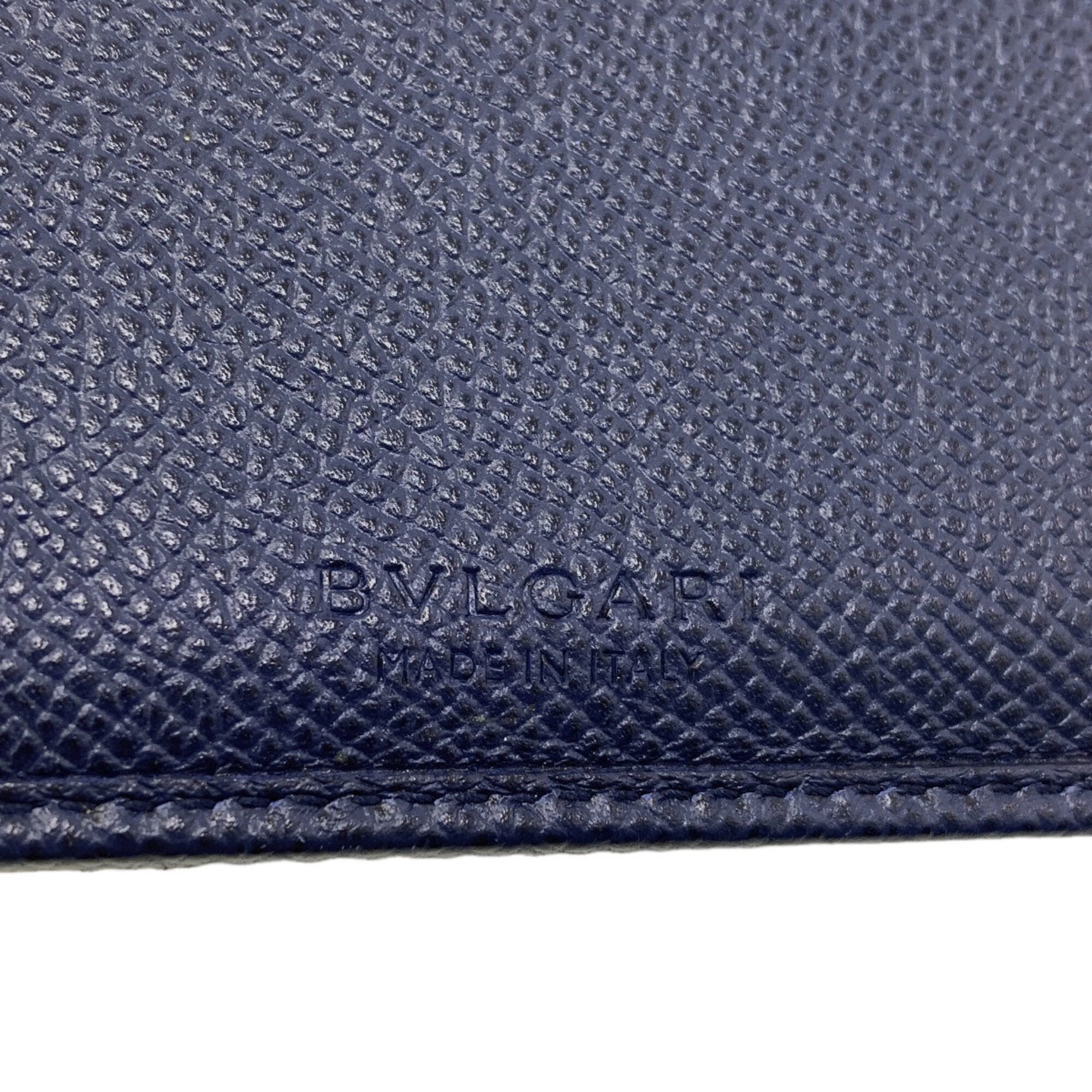 Bvlgari Navy Leather Wallet (Bi-Fold) (Pre-Owned)