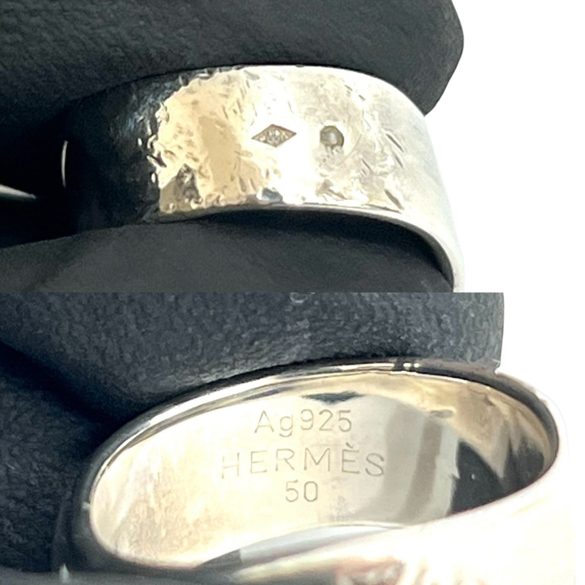 Hermes Silver Silver 925 Band Ring (Pre-Owned)