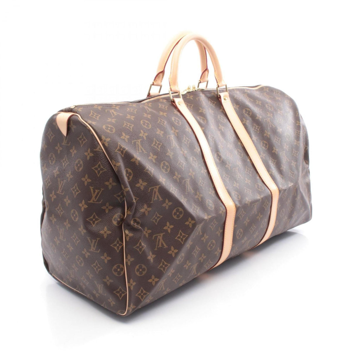 Louis Vuitton Brown Coated Canvas Leather Boston Bag Handbag (Pre-Owned)