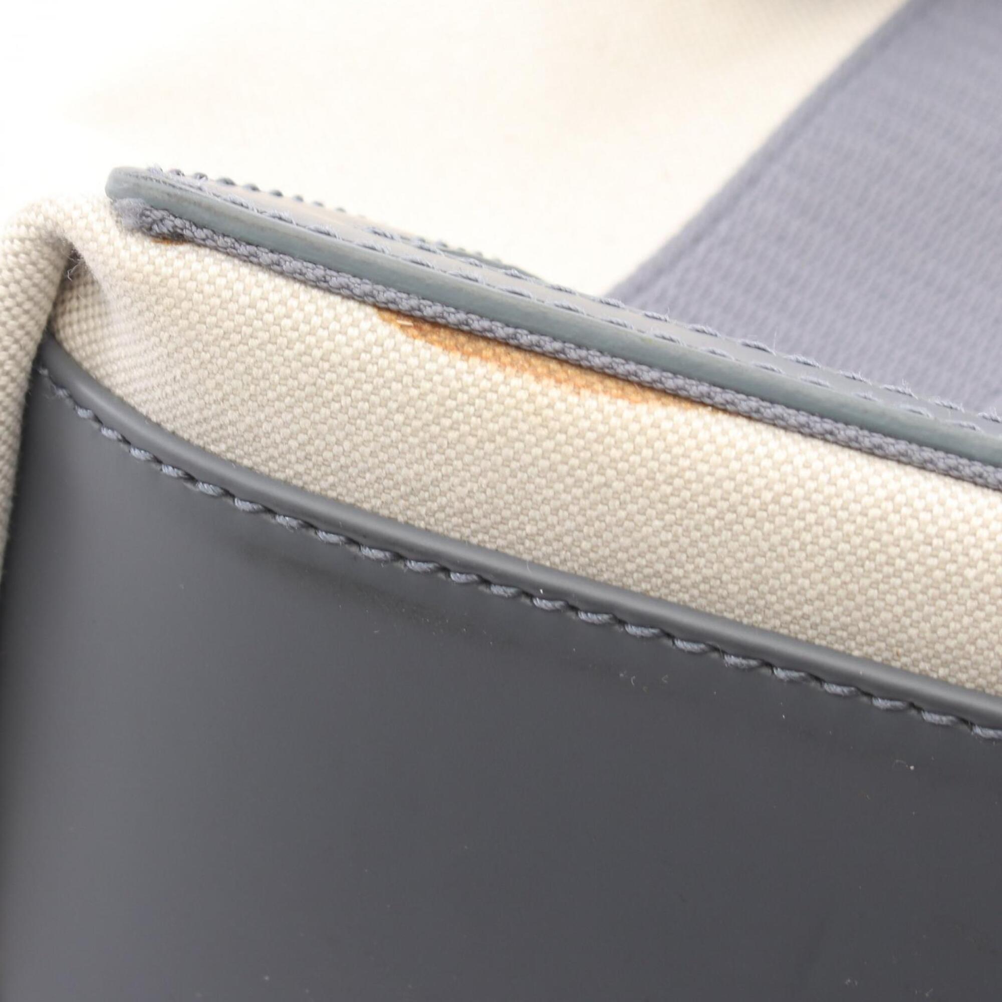Balenciaga Gray Ivory Canvas Leather Handbag Pouch Tote Bag (Pre-Owned)