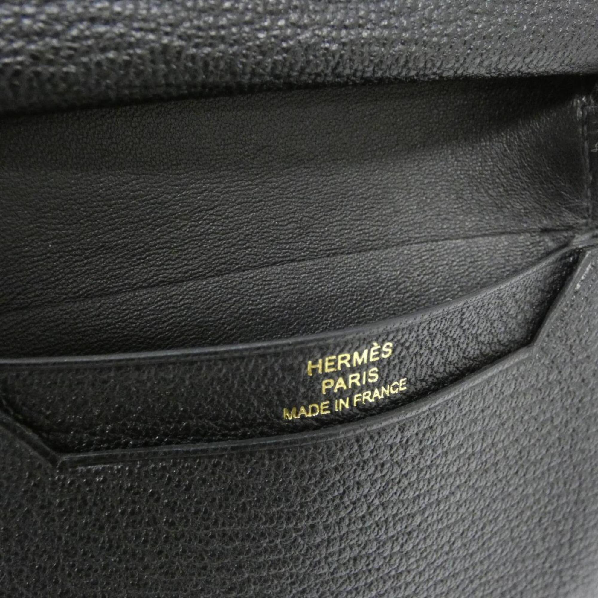 Hermes Black Chevre Leather Wallet (Bi-Fold) (Pre-Owned)