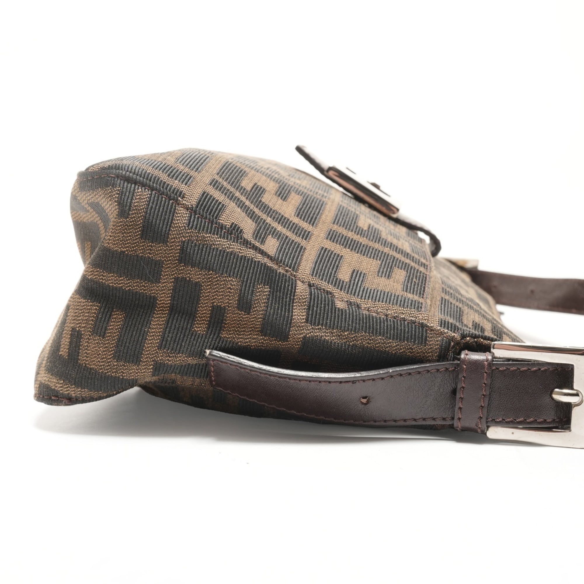 Fendi Zucca Brown Canvas Shoulder Bag (Pre-Owned)