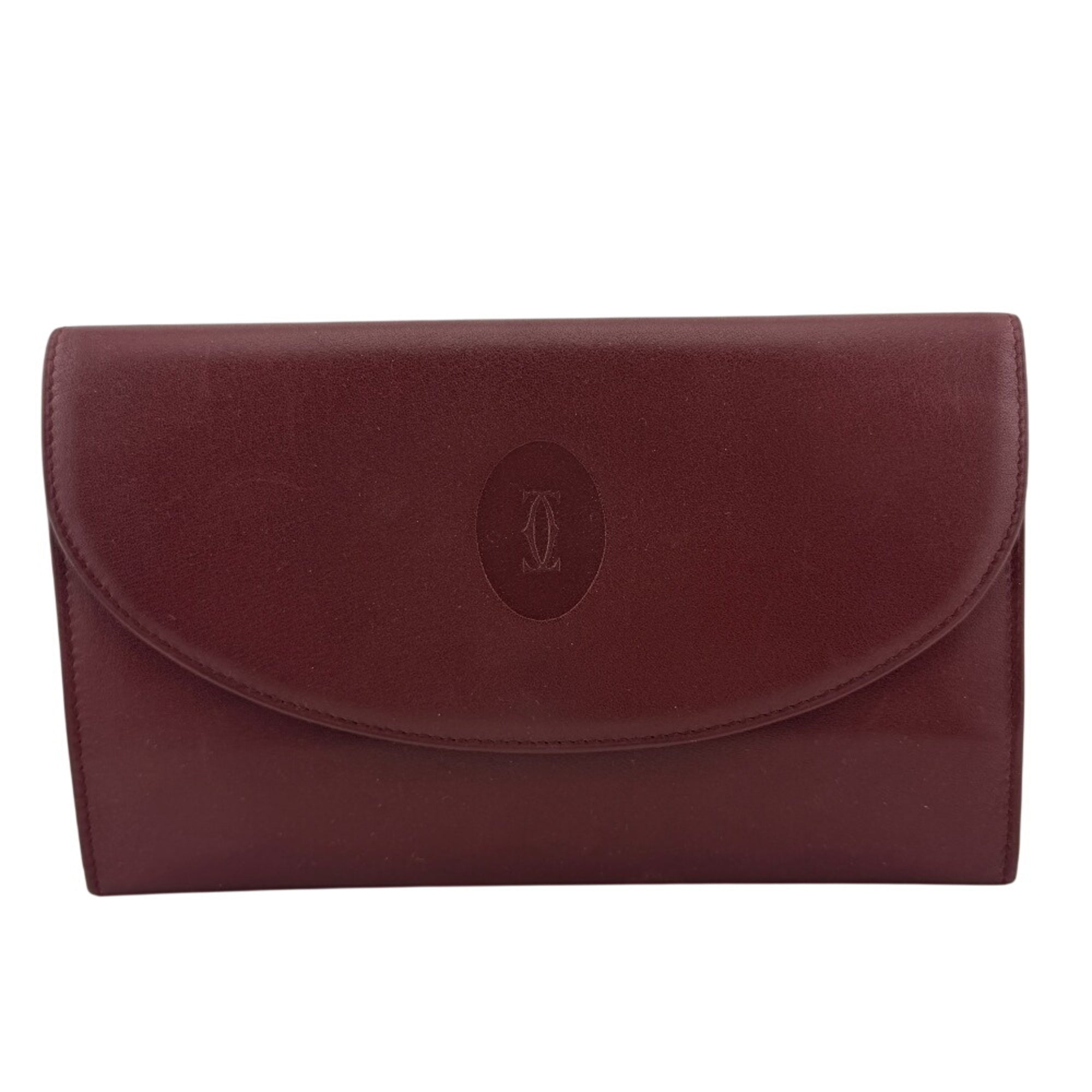 Cartier Must Red Color Leather Long Wallet (Bi-Fold) (Pre-Owned)