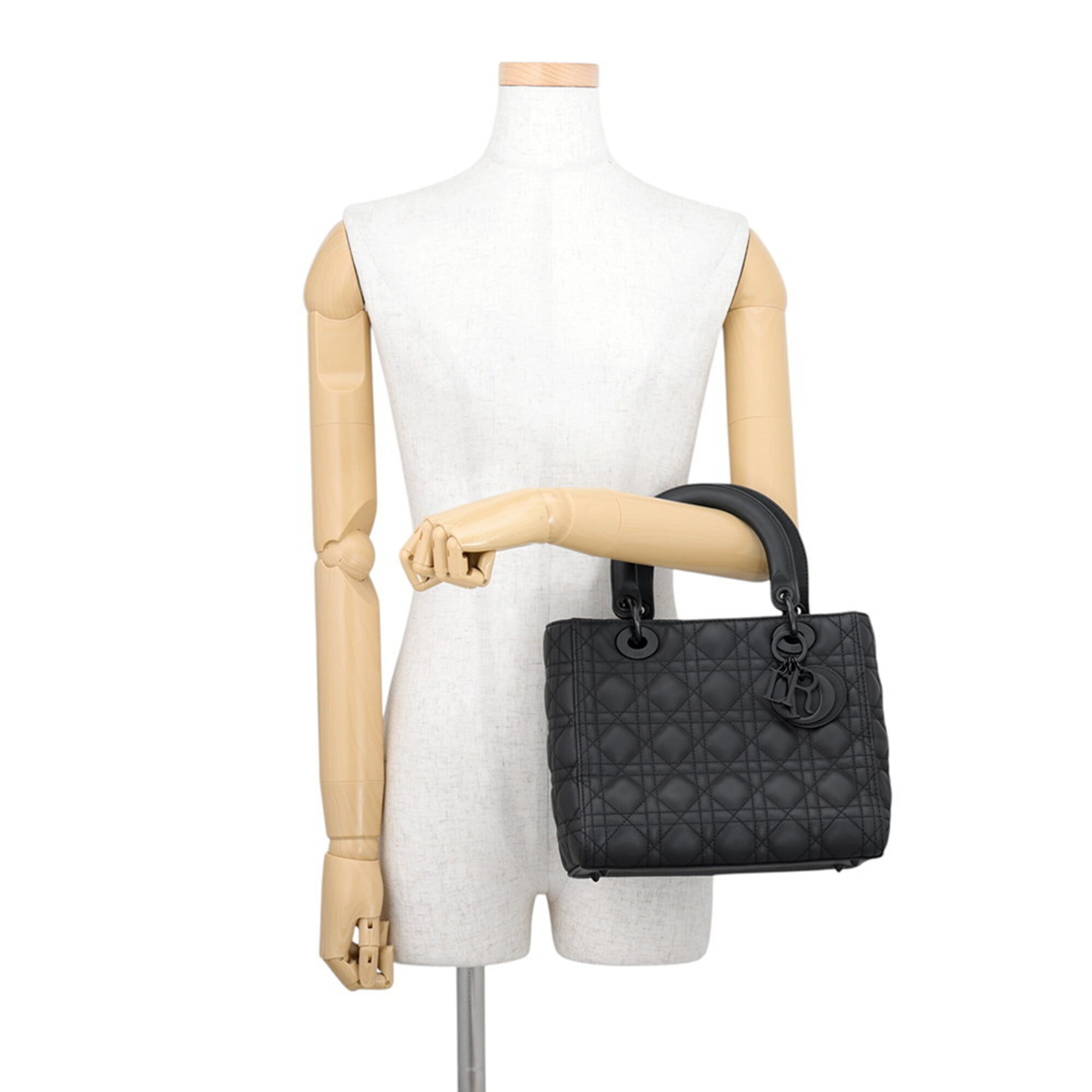 Christian Dior Lady Dior Black Leather Handbag (Pre-Owned)