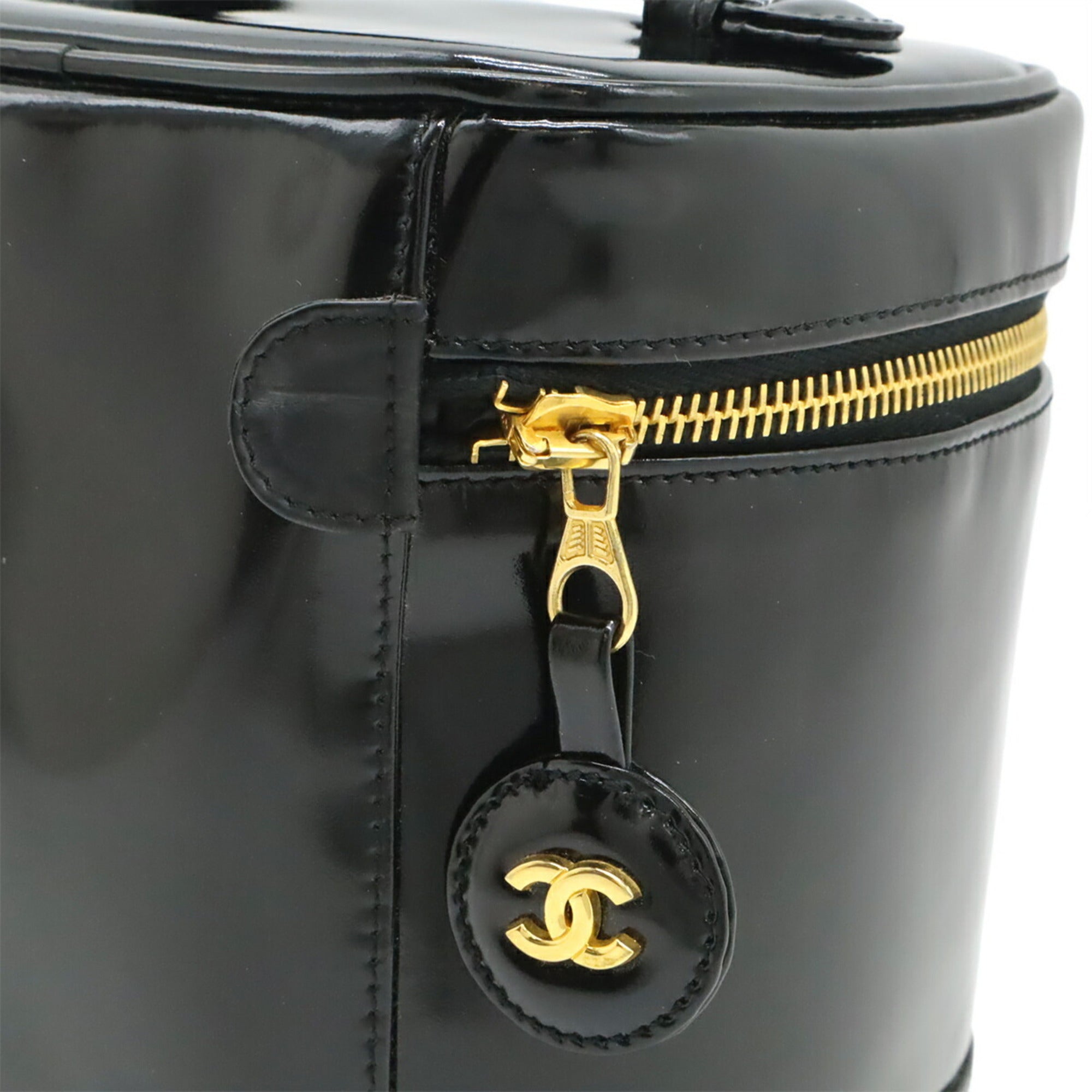 Chanel Black Leather Handbag Vanity Bag (Pre-Owned)