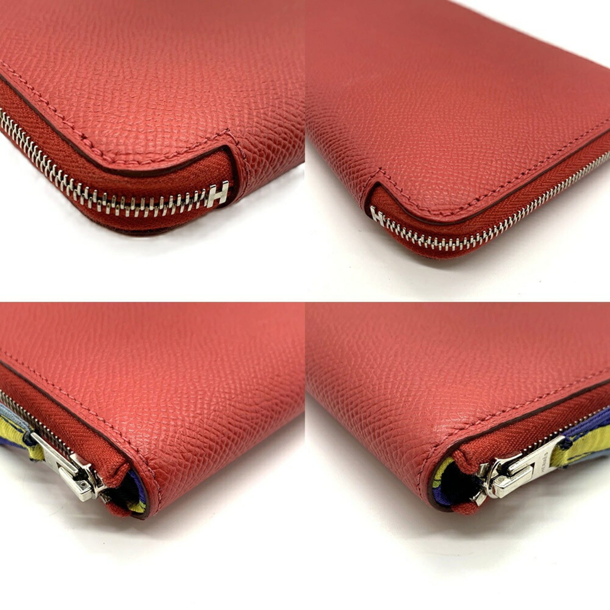 Hermes Silk'in Red Color Epsom Leather Long Wallet (Bi-Fold) (Pre-Owned)