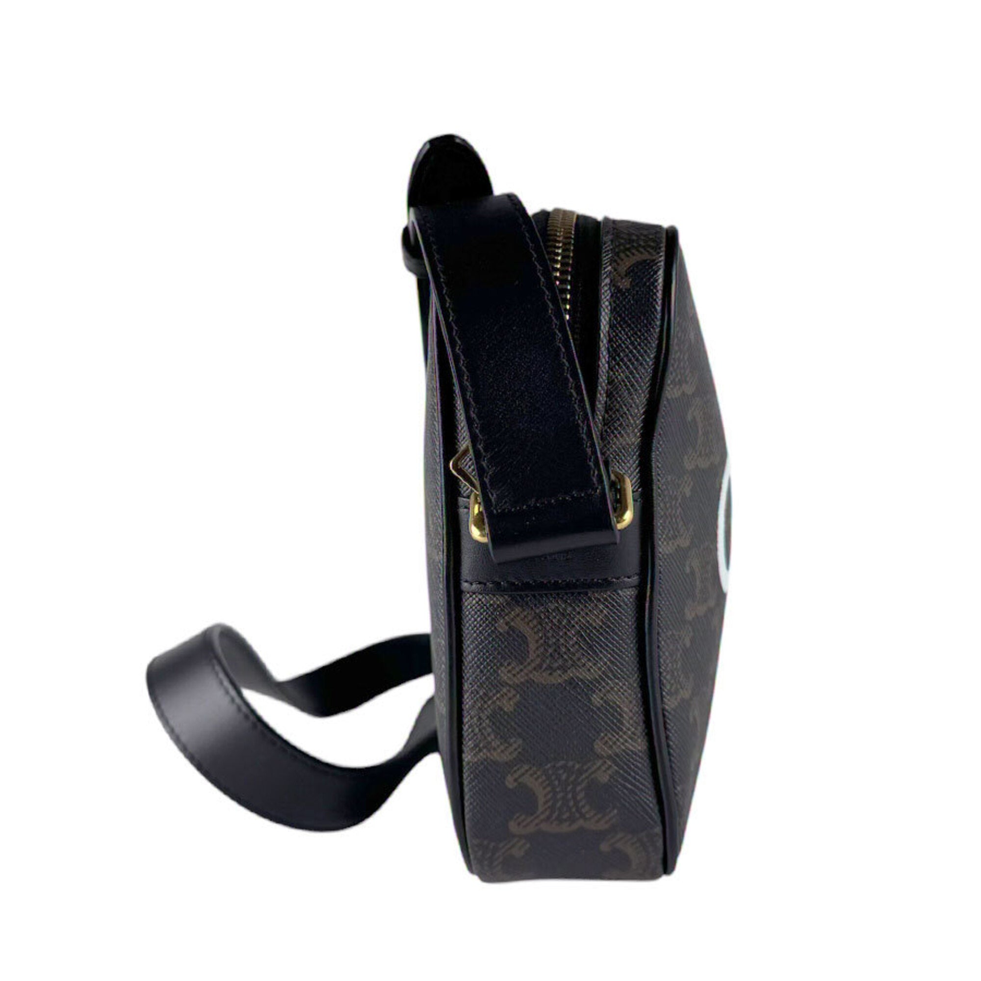 Celine Black Brown Coated Canvas Messenger Bag Shoulder Bag (Pre-Owned)