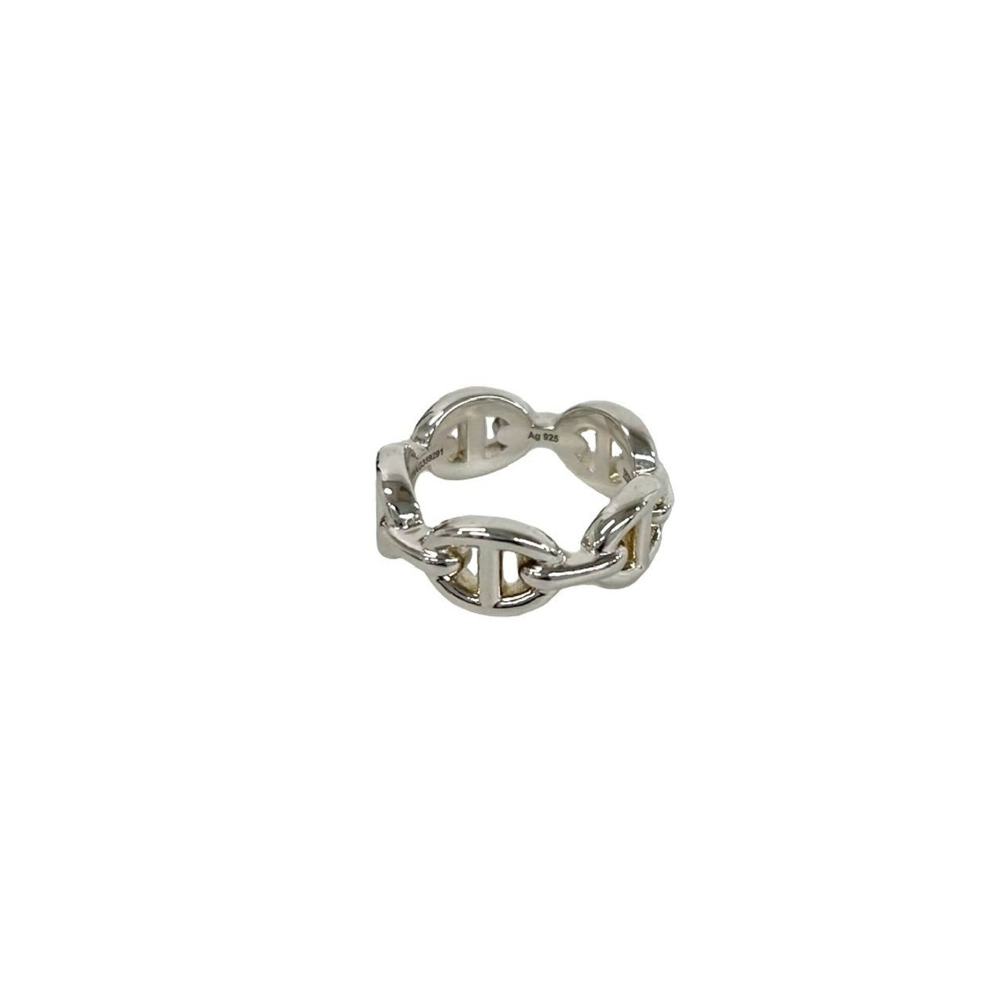 Hermes Silver Silver 925 Band Ring (Pre-Owned)
