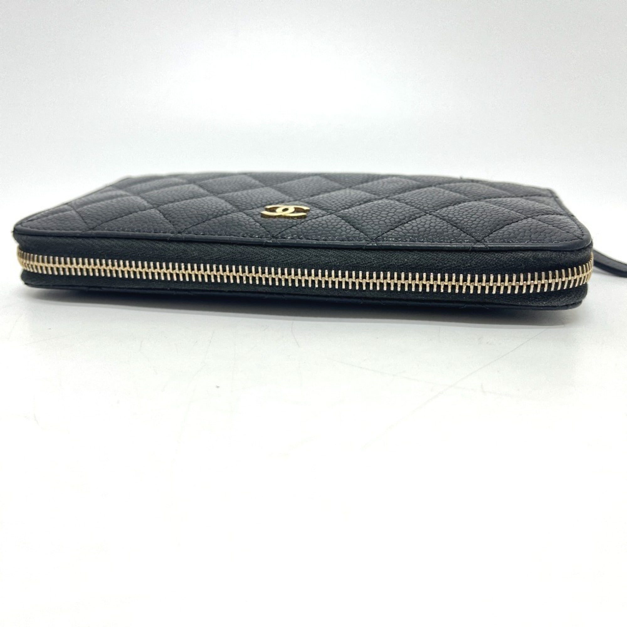 Chanel Black Grained Calfskin Long Wallet (Bi-Fold) (Pre-Owned)