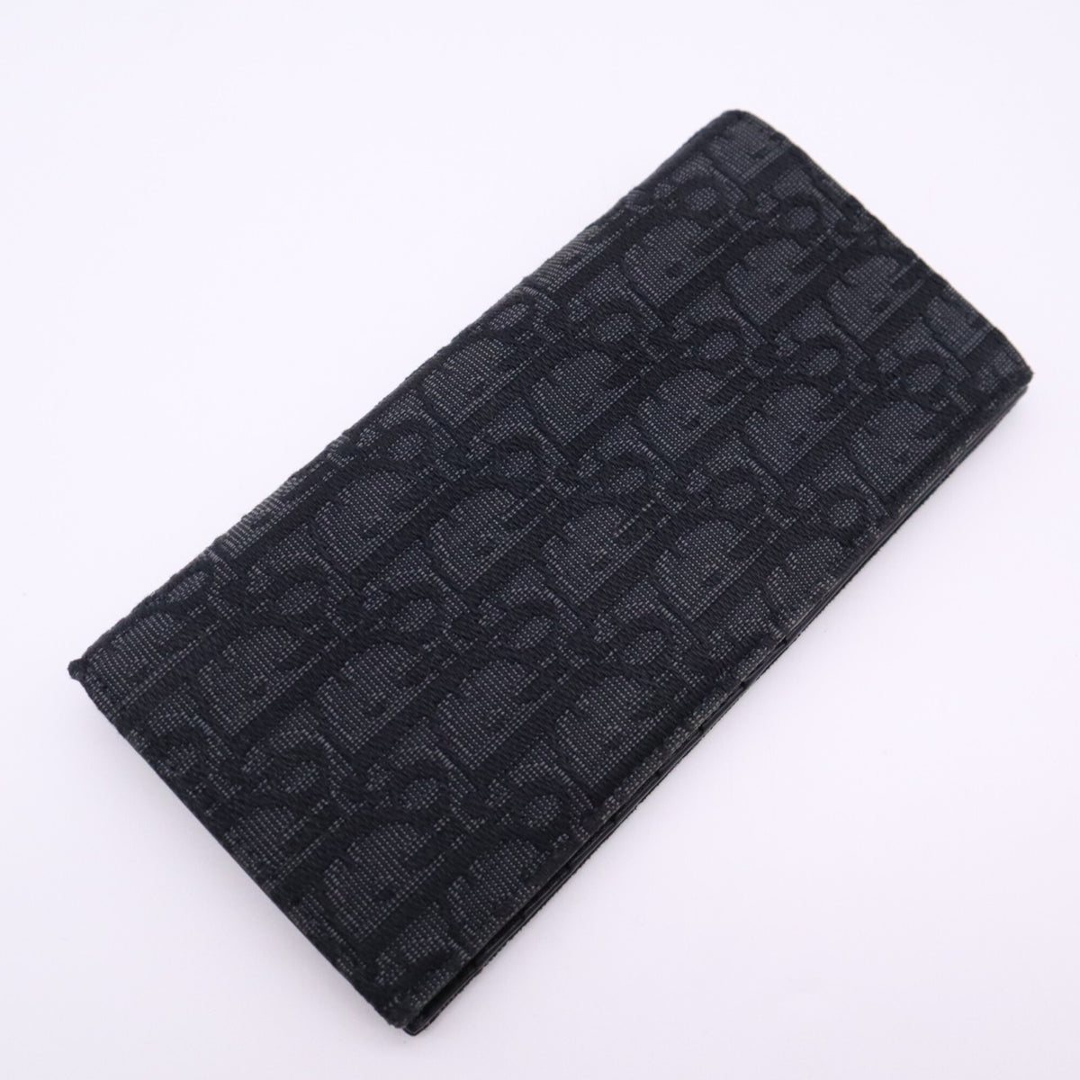 Christian Dior Black Canvas Leather Long Wallet (Bi-Fold) (Pre-Owned)