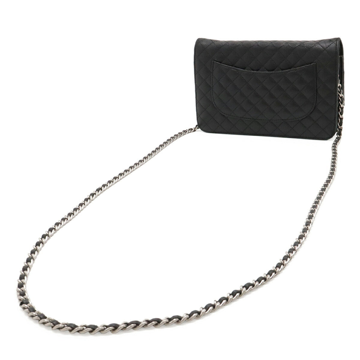 Chanel Black Leather Pochette Shoulder Bag (Pre-Owned)