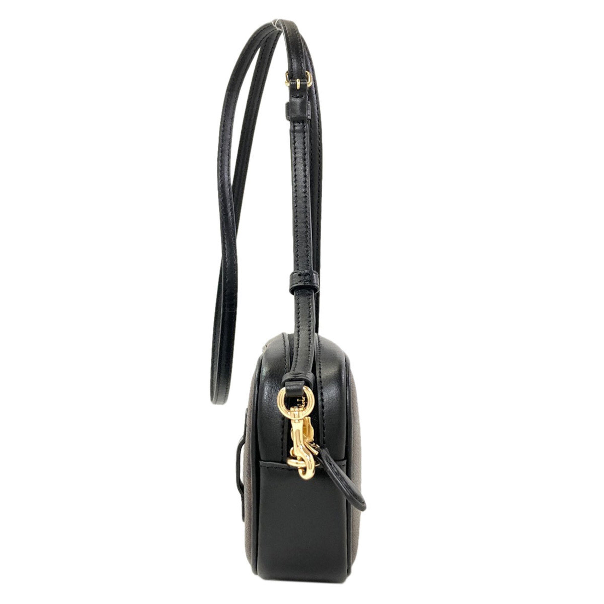 Coach Dark Brown Signature Line Pvc Shoulder Bag (Pre-Owned)
