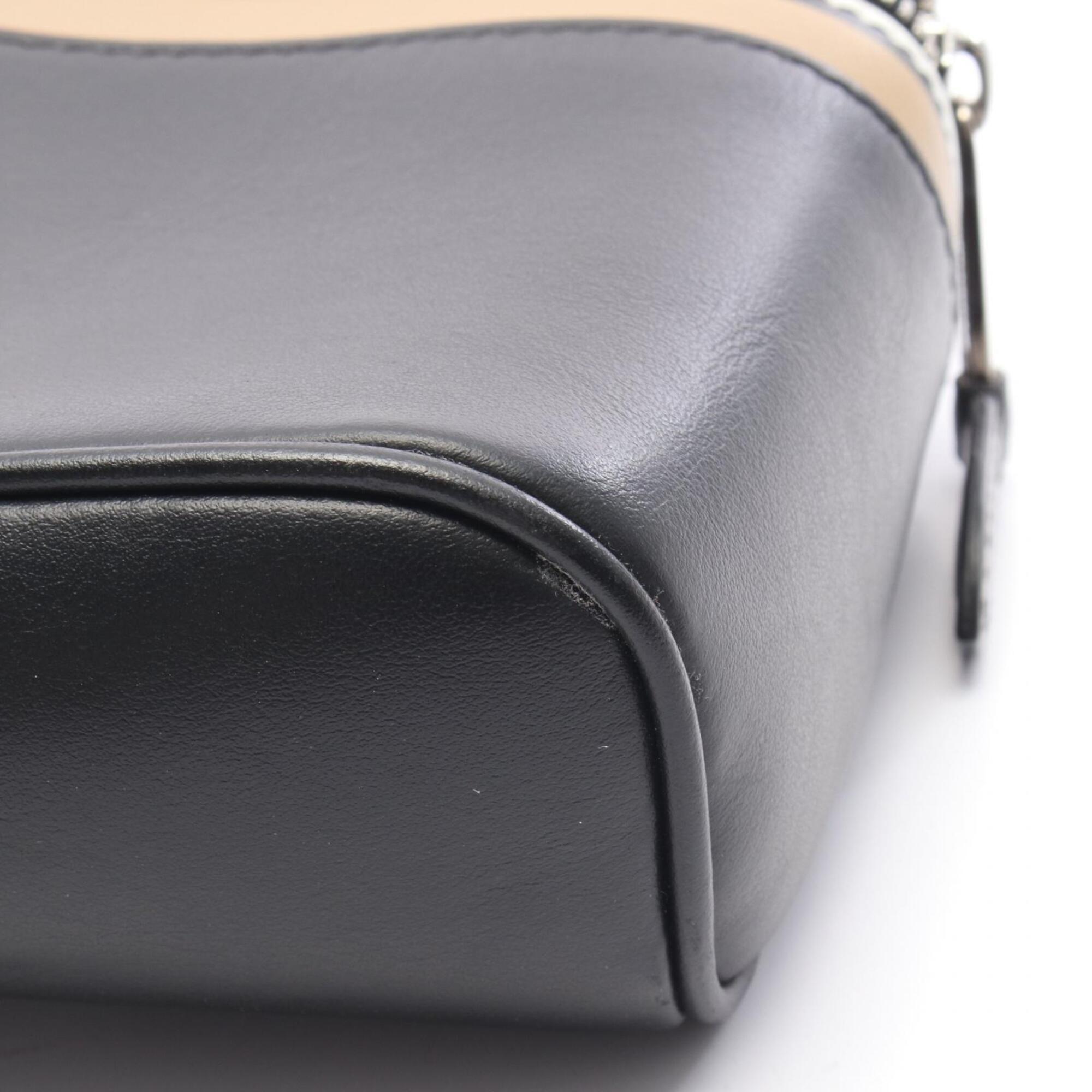Burberry Beige Black Multi-Color Leather Fanny Pack Handbag (Pre-Owned)