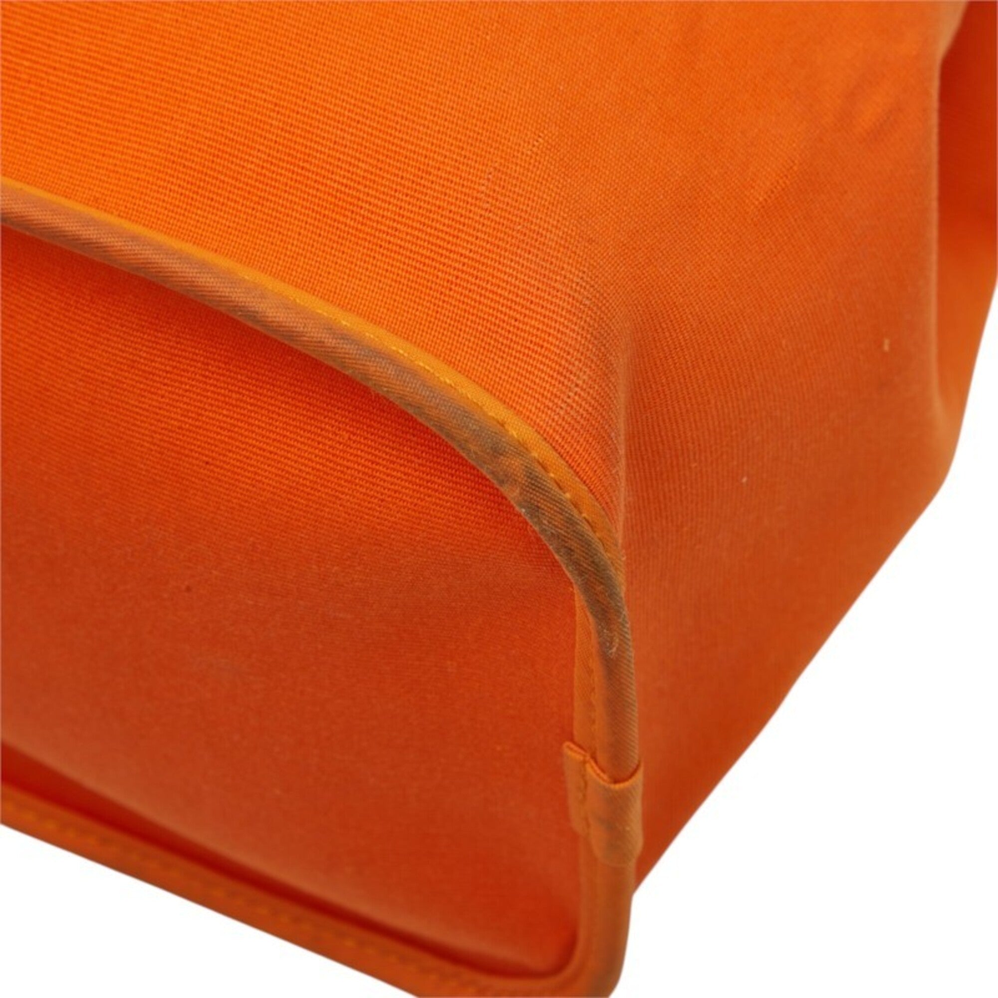 Hermes Orange Toile Officier Leather Handbag Tote Bag (Pre-Owned)