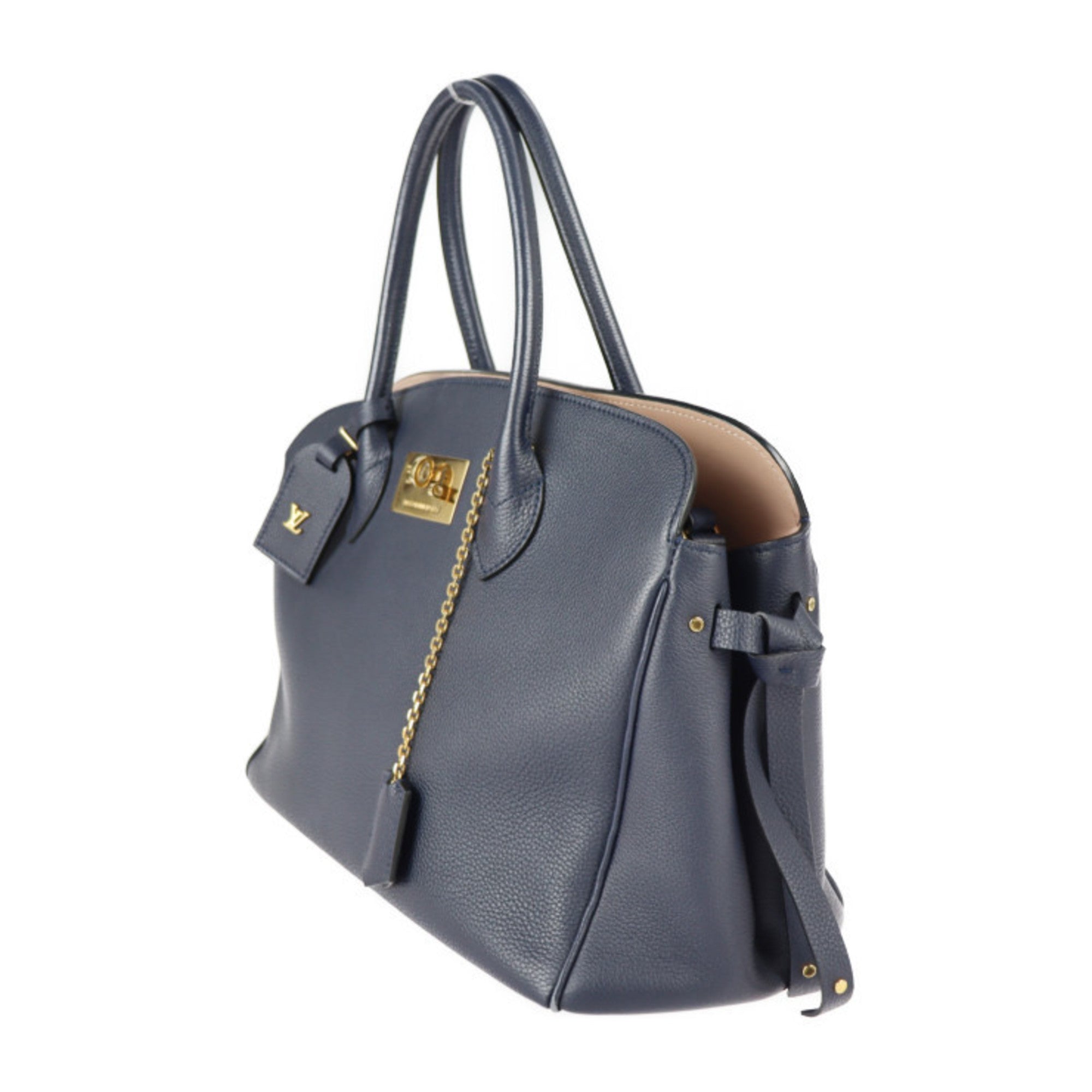 Louis Vuitton Navy Blue Leather Handbag Shoulder Bag (Pre-Owned)