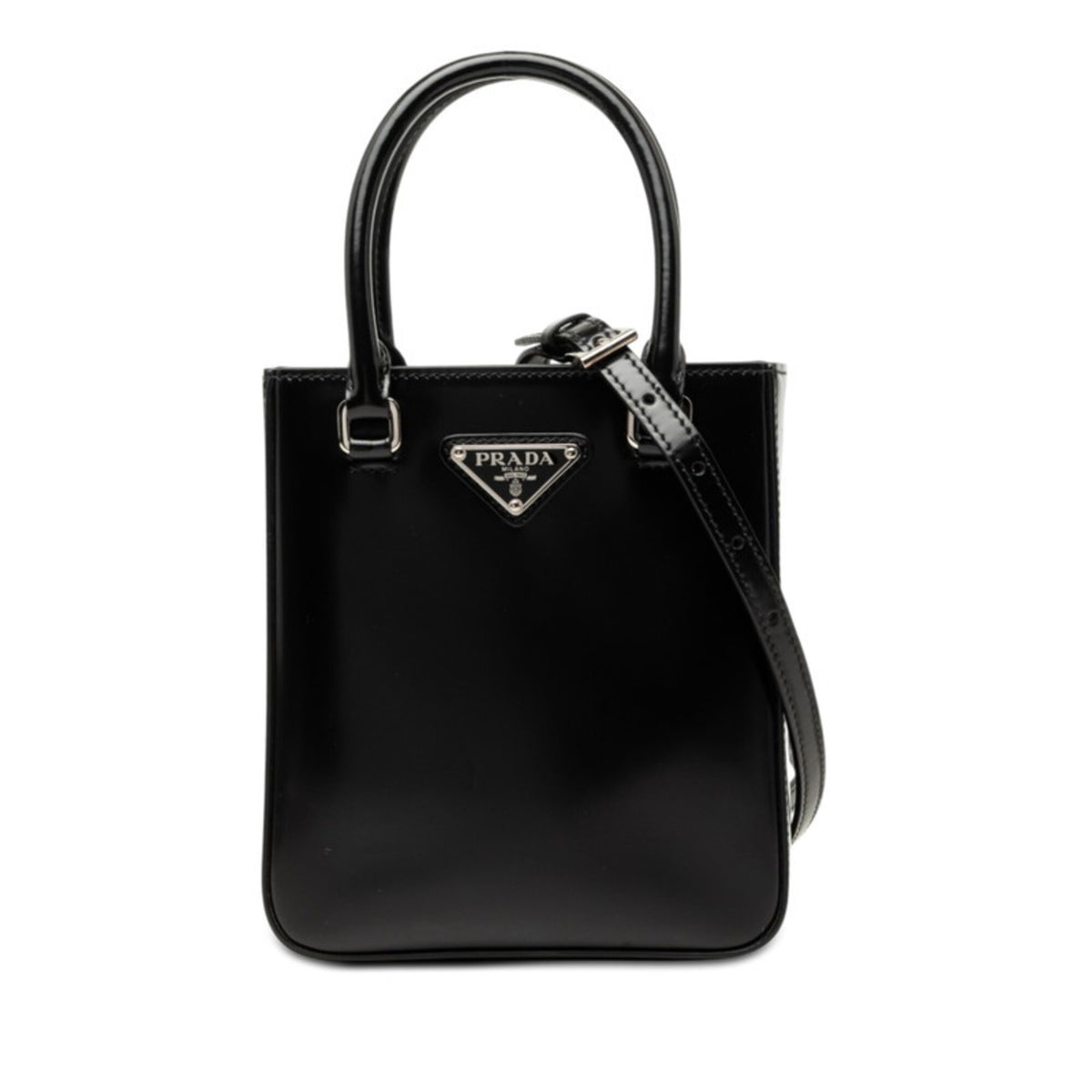 Prada Black Leather Handbag Shoulder Bag (Pre-Owned)
