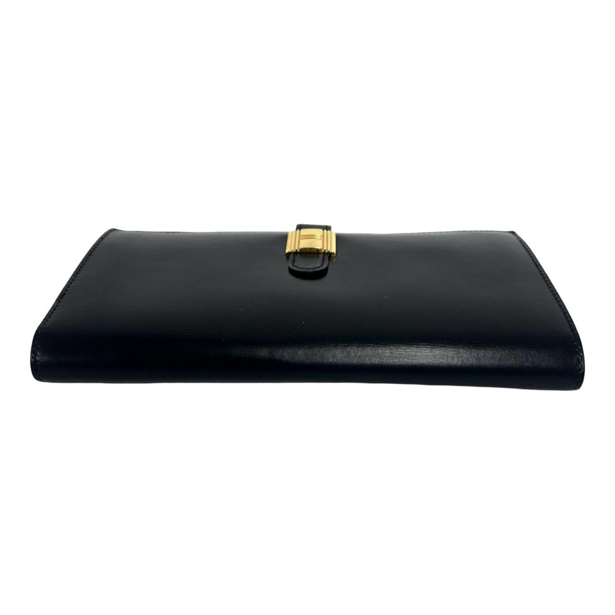 Hermes Black Box Calf Leather Long Wallet (Bi-Fold) (Pre-Owned)