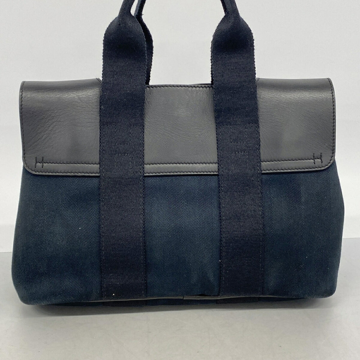 Hermes Black Toile Chevron Tote Bag (Pre-Owned)