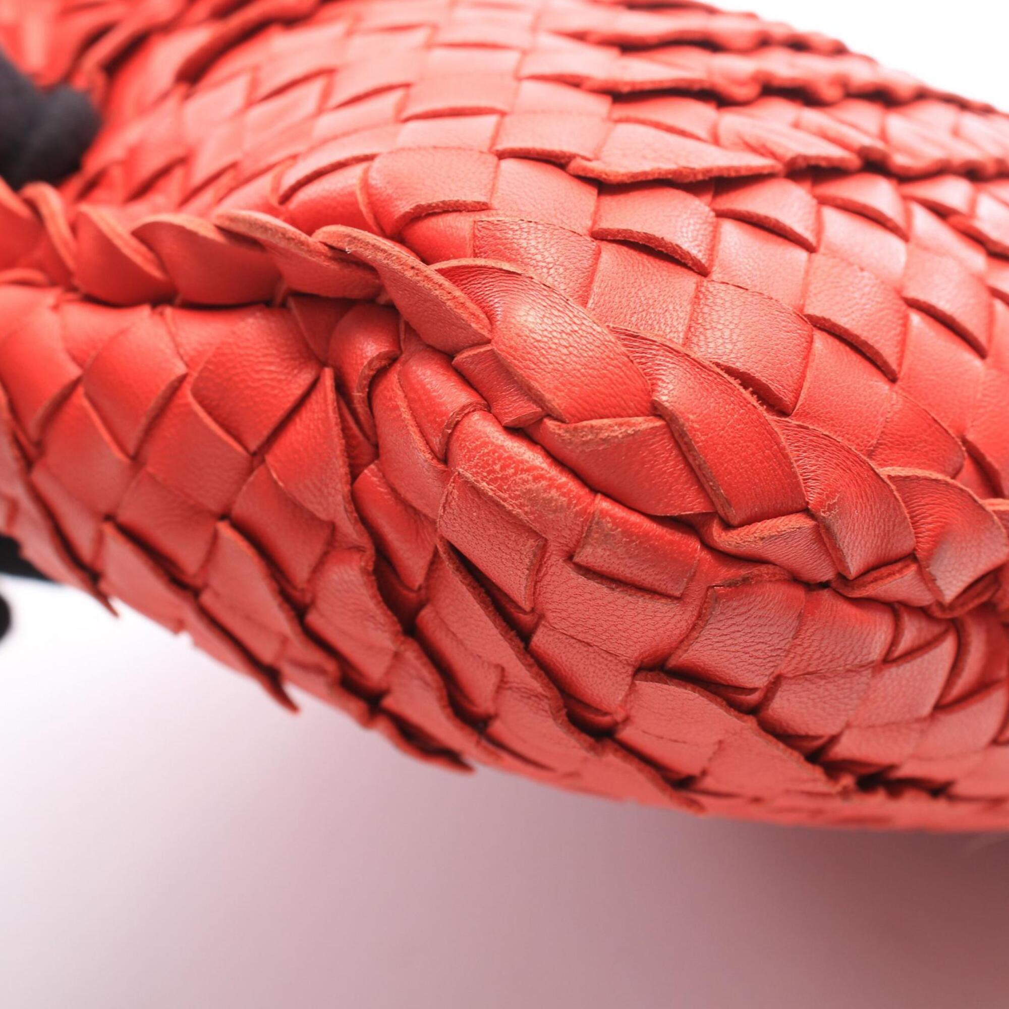 Bottega Veneta Red Color Leather Handbag Shoulder Bag (Pre-Owned)